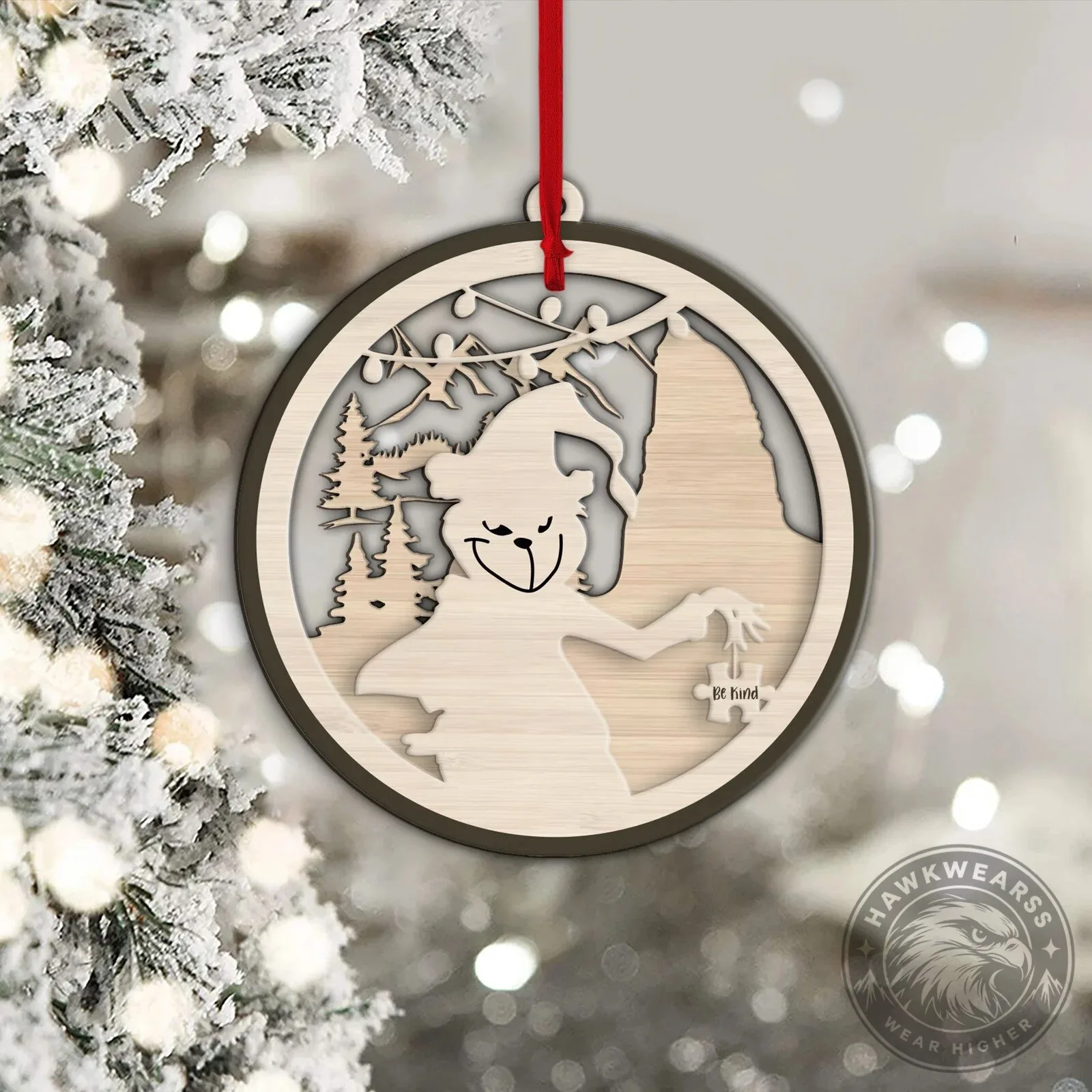 Be Kind Autism Awareness Snowman Wooden Christmas Tree Ornament 17 Be Kind Autism Awareness Snowman Wooden Christmas Tree Ornament