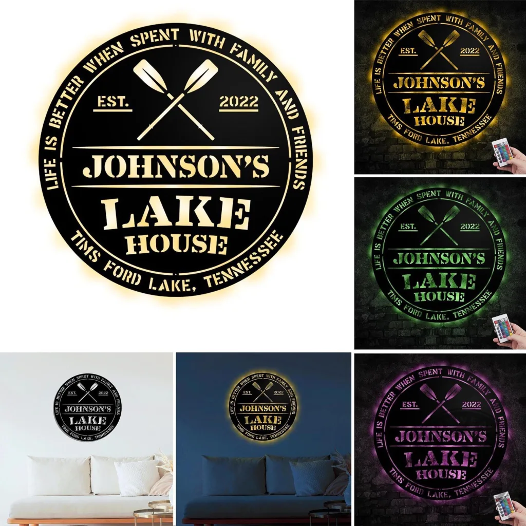 personalized-lake-house-metal-sign-life-is-better-with-family-and-friends-custom-wall-art-featured Personalized Lake House Metal Sign, Life Is Better With Family And Friends, Custom Wall Art