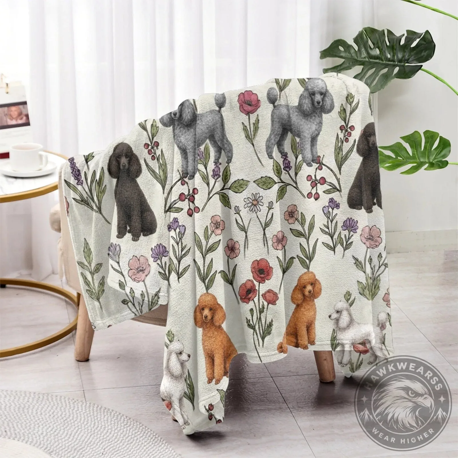 Poodle Dog Floral Pattern Cozy Soft Fleece Throw Blanket 16 Poodle Dog Floral Pattern Cozy Soft Fleece Throw Blanket