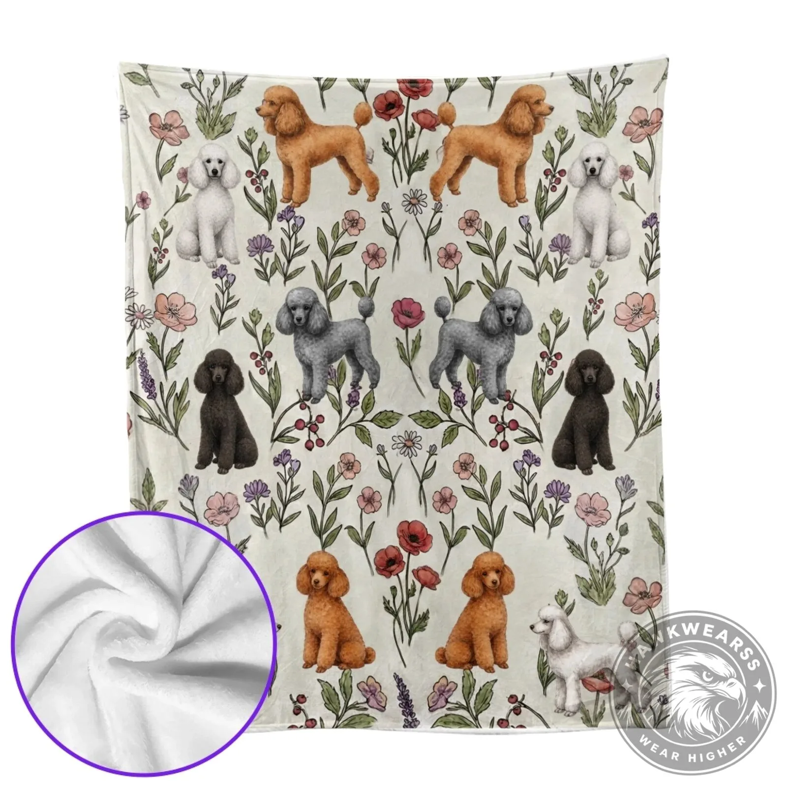 Poodle Dog Floral Pattern Cozy Soft Fleece Throw Blanket 19 Poodle Dog Floral Pattern Cozy Soft Fleece Throw Blanket