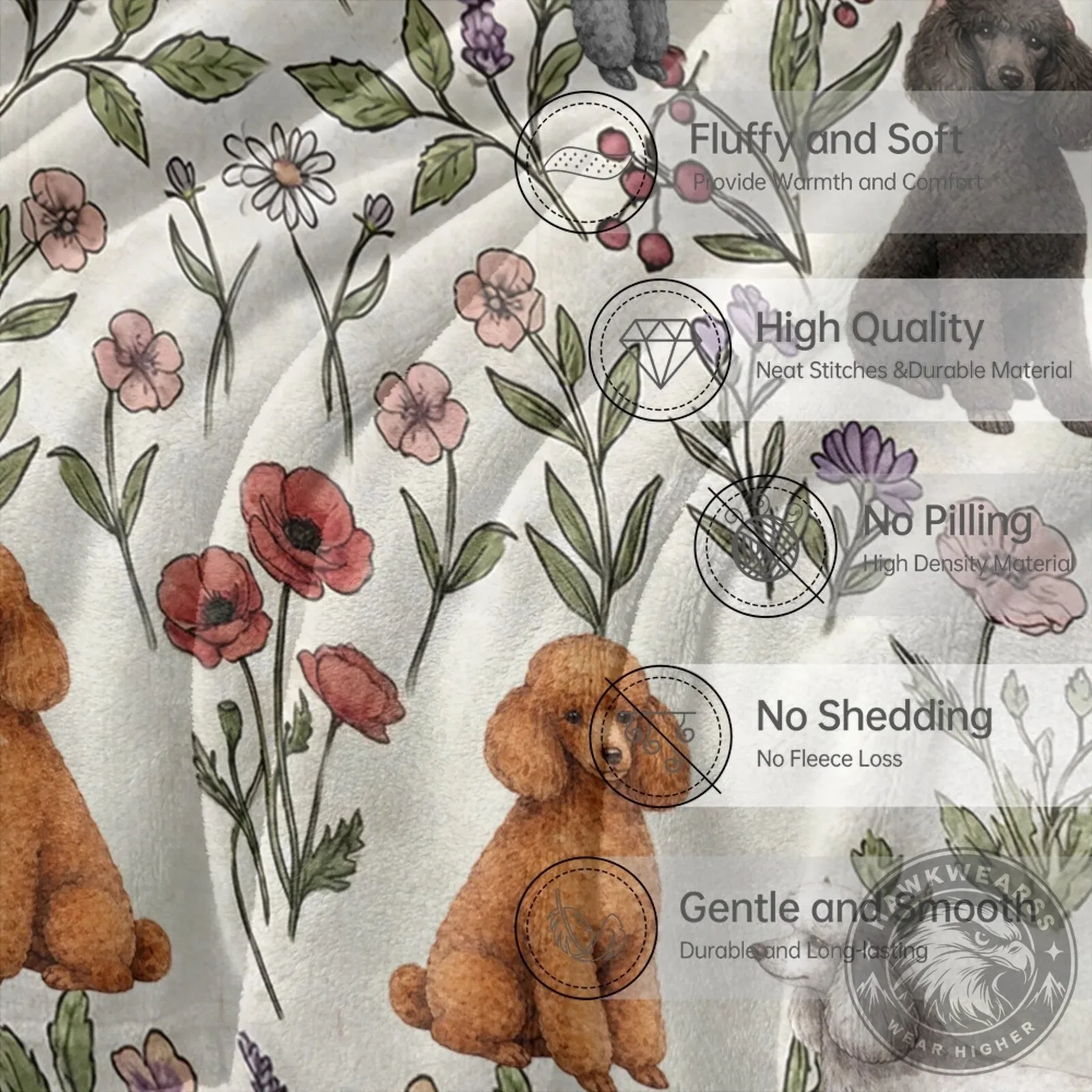 Poodle Dog Floral Pattern Cozy Soft Fleece Throw Blanket 21 Poodle Dog Floral Pattern Cozy Soft Fleece Throw Blanket