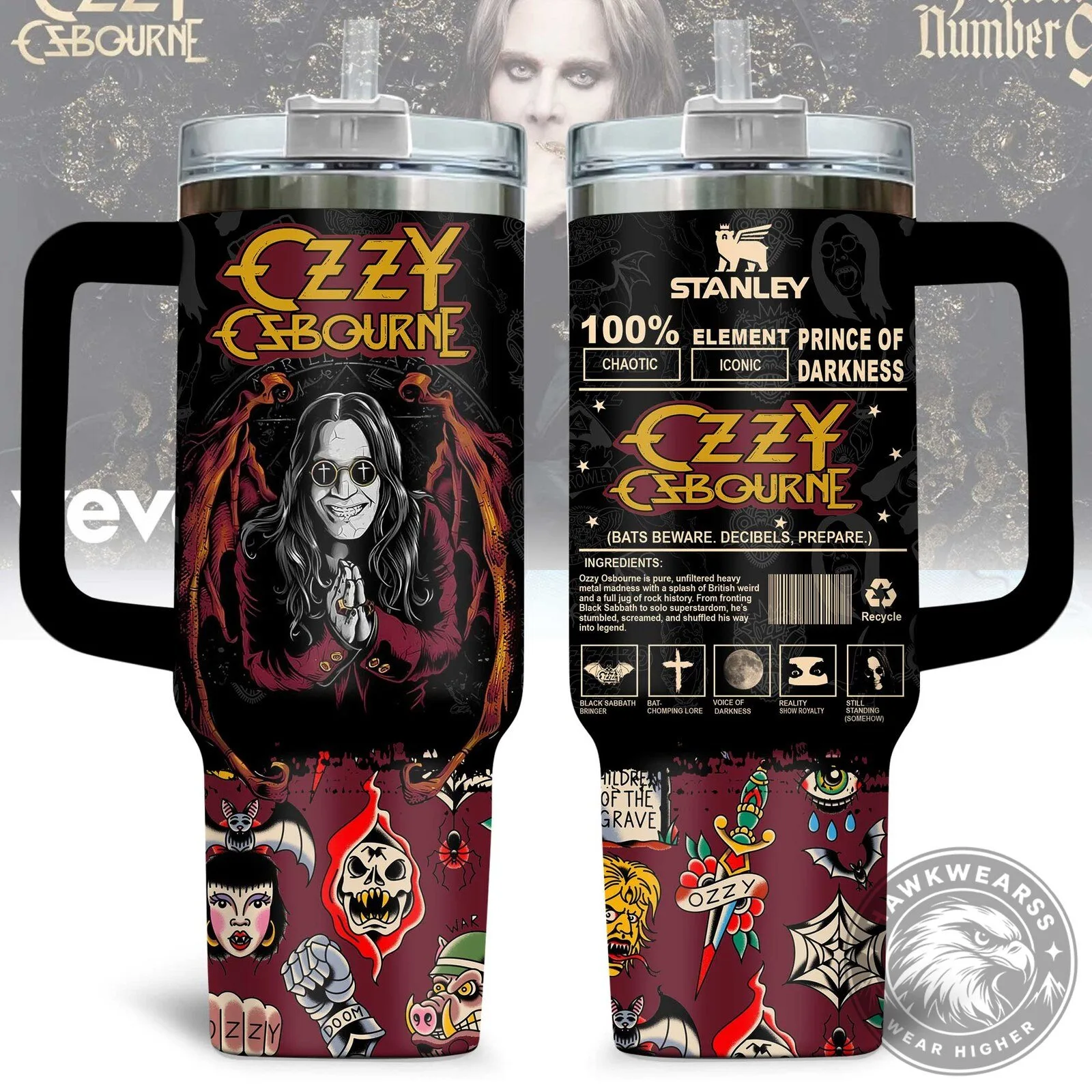 Ozzy Osbourne Prince of Darkness Heavy Metal Music Tumbler 2 Ozzy Osbourne Prince of Darkness Heavy Metal Music Tumbler