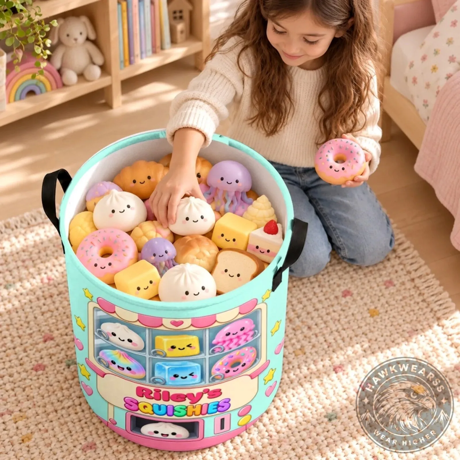 Personalized Squishy Collection Laundry Basket for Kids, Custom Name Toy Storage Bin 11 Personalized Squishy Collection Laundry Basket for Kids, Custom Name Toy Storage Bin