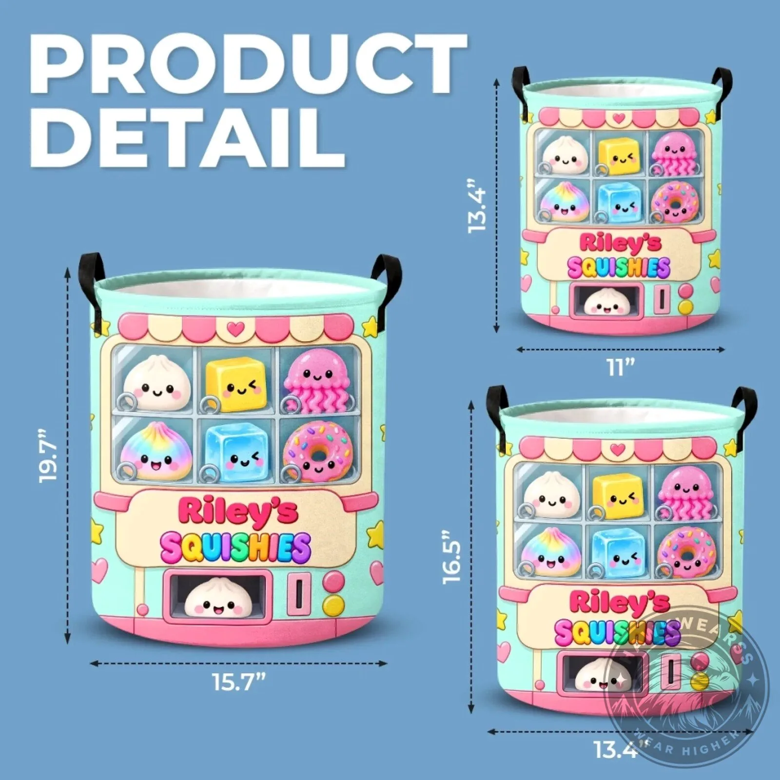 Personalized Squishy Collection Laundry Basket for Kids, Custom Name Toy Storage Bin 12 Personalized Squishy Collection Laundry Basket for Kids, Custom Name Toy Storage Bin
