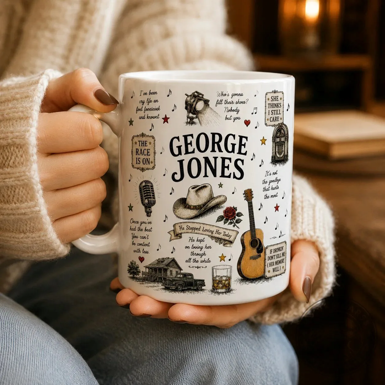 Country Music George Jones Fan Art Coffee Mug 10 Country Music George Jones Fan Art Coffee Mug