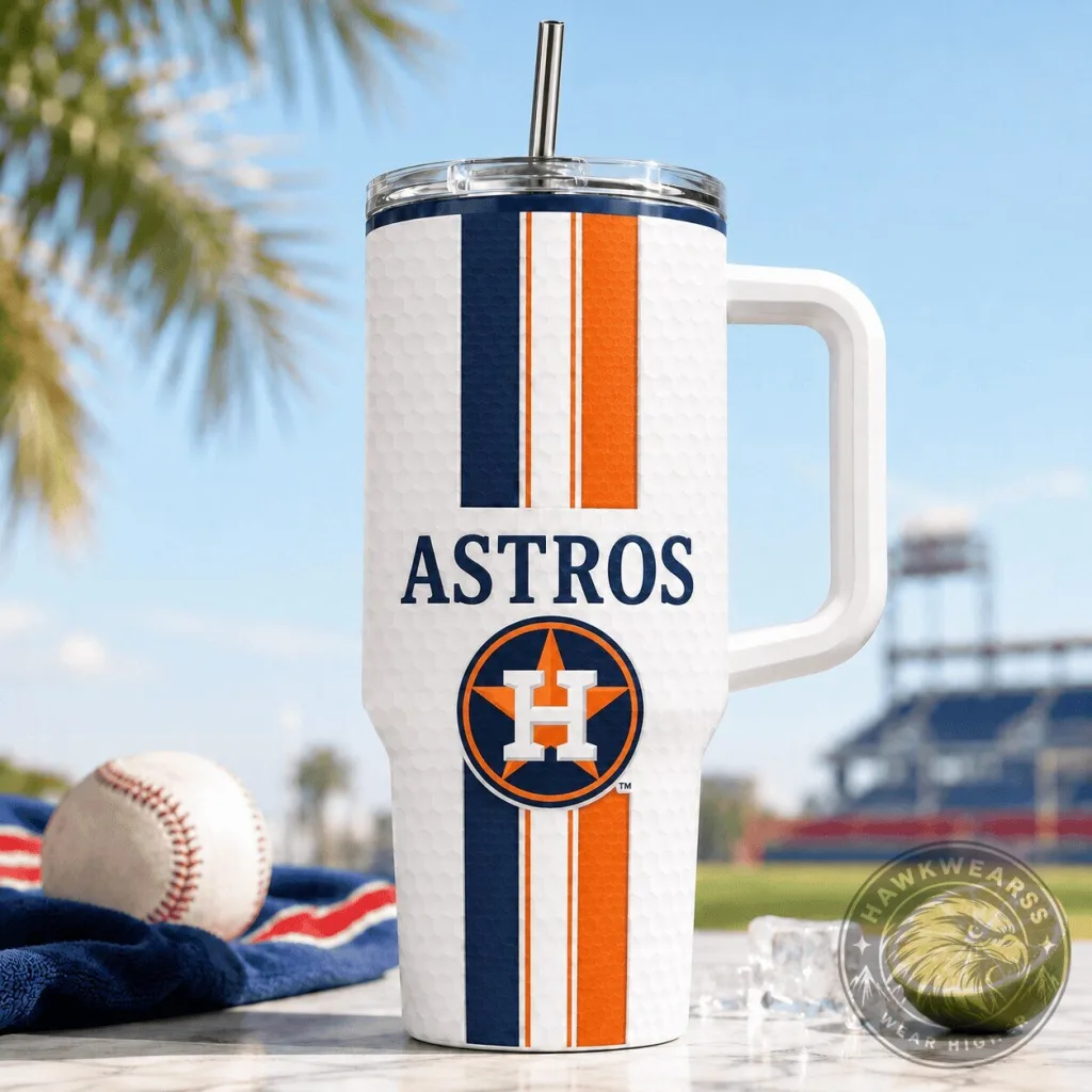 Houston Astros Baseball Team Logo Insulated Stainless Steel Tumbler with Handle Houston Astros Baseball Team Logo Insulated Stainless Steel Tumbler with Handle