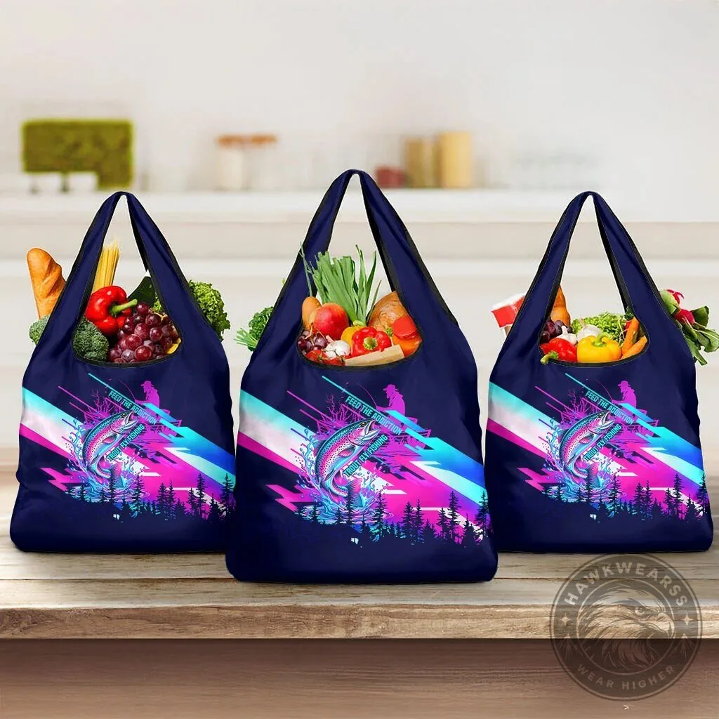 Rainbow Trout Fly Fishing Feed The Addiction Reusable Grocery Shopping Bag 12 Rainbow Trout Fly Fishing Feed The Addiction Reusable Grocery Shopping Bag