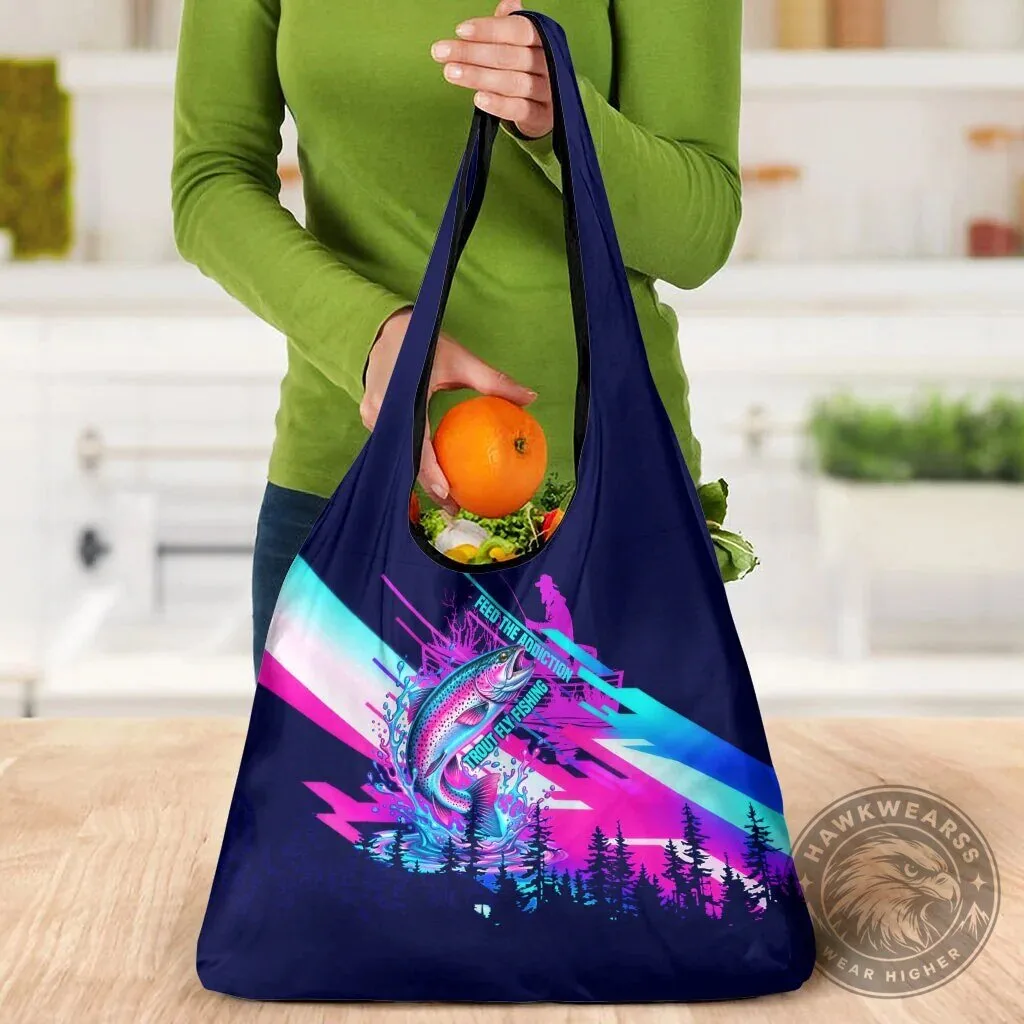 Rainbow Trout Fly Fishing Feed The Addiction Reusable Grocery Shopping Bag 15 Rainbow Trout Fly Fishing Feed The Addiction Reusable Grocery Shopping Bag