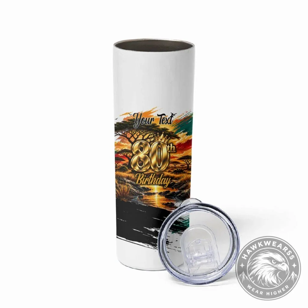 Personalized 80th Birthday African Safari Sunset Landscape Wildlife Tumbler 10 Personalized 80th Birthday African Safari Sunset Landscape Wildlife Tumbler