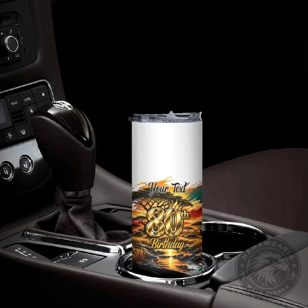 Personalized 80th Birthday African Safari Sunset Landscape Wildlife Tumbler 13 Personalized 80th Birthday African Safari Sunset Landscape Wildlife Tumbler
