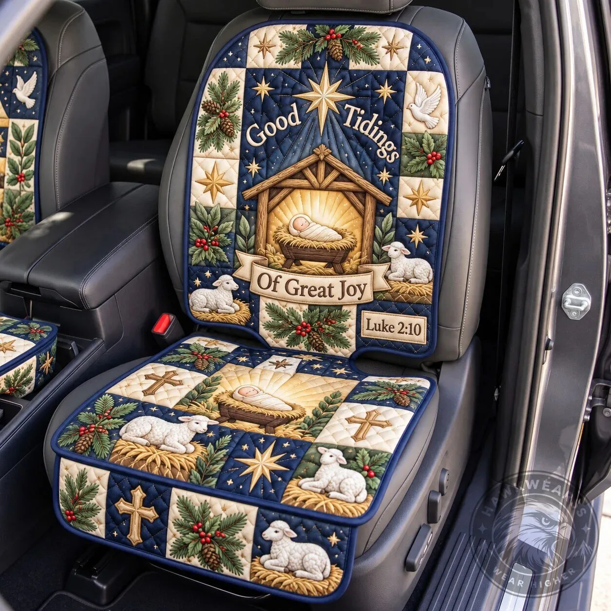 Christian Nativity Scene Quilted Car Seat Cover Protector