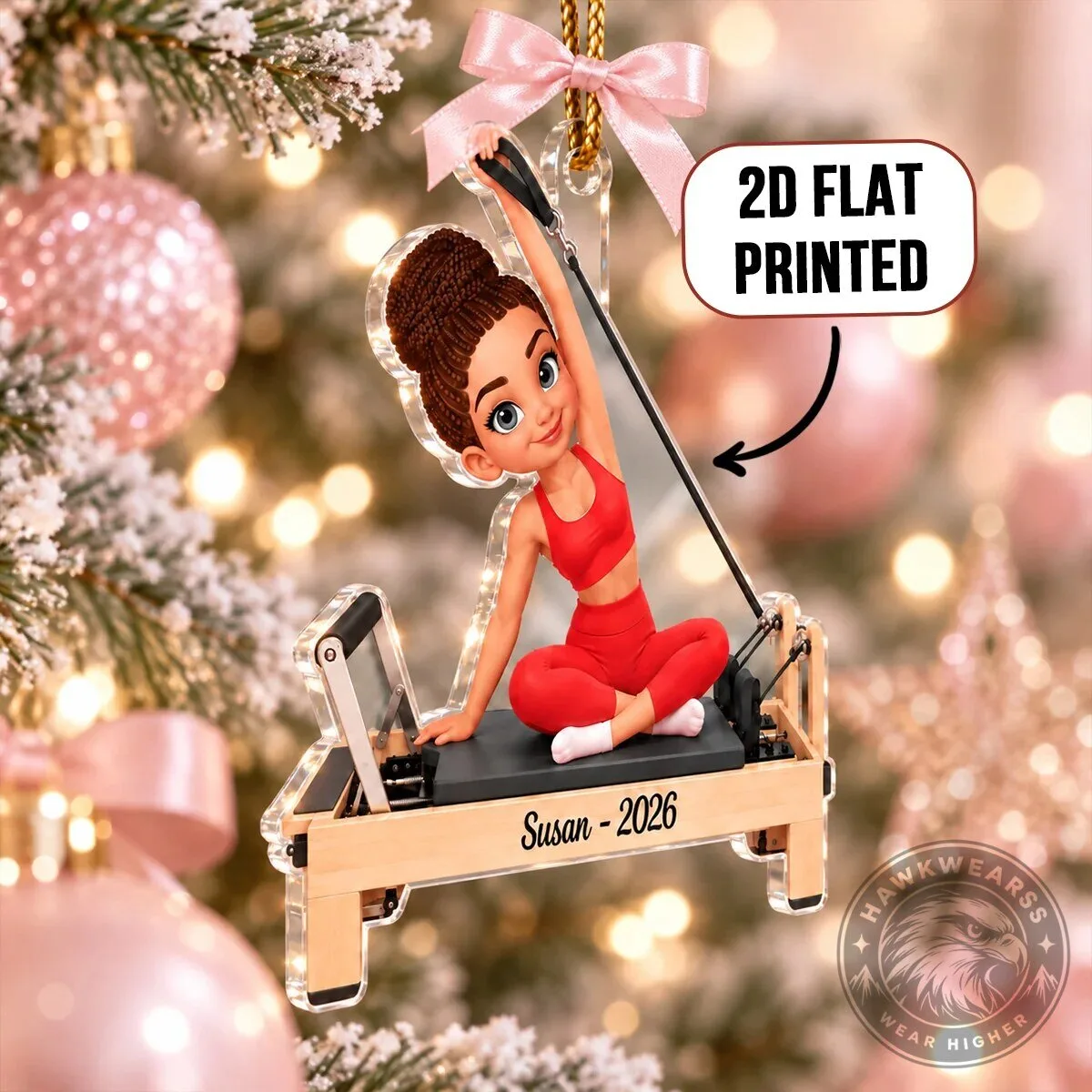 Personalized Pilates Girl Christmas Ornament - Custom Acrylic Pilates Lover Gift 13 Personalized Pilates Girl Christmas Ornament - Custom Acrylic Pilates Lover Gift