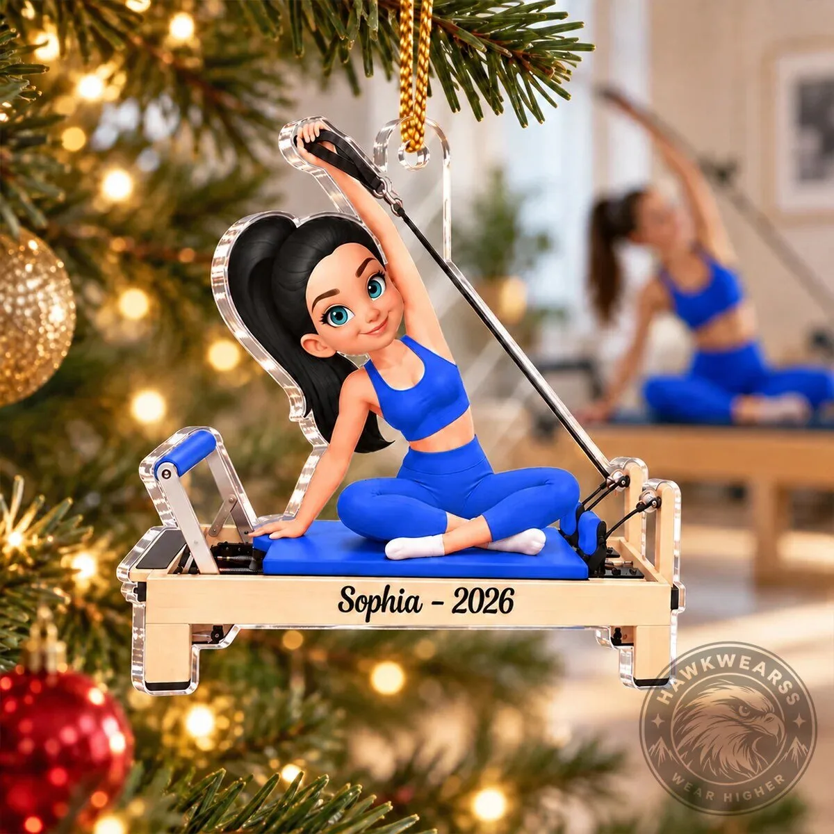 Personalized Pilates Girl Christmas Ornament - Custom Acrylic Pilates Lover Gift 17 Personalized Pilates Girl Christmas Ornament - Custom Acrylic Pilates Lover Gift