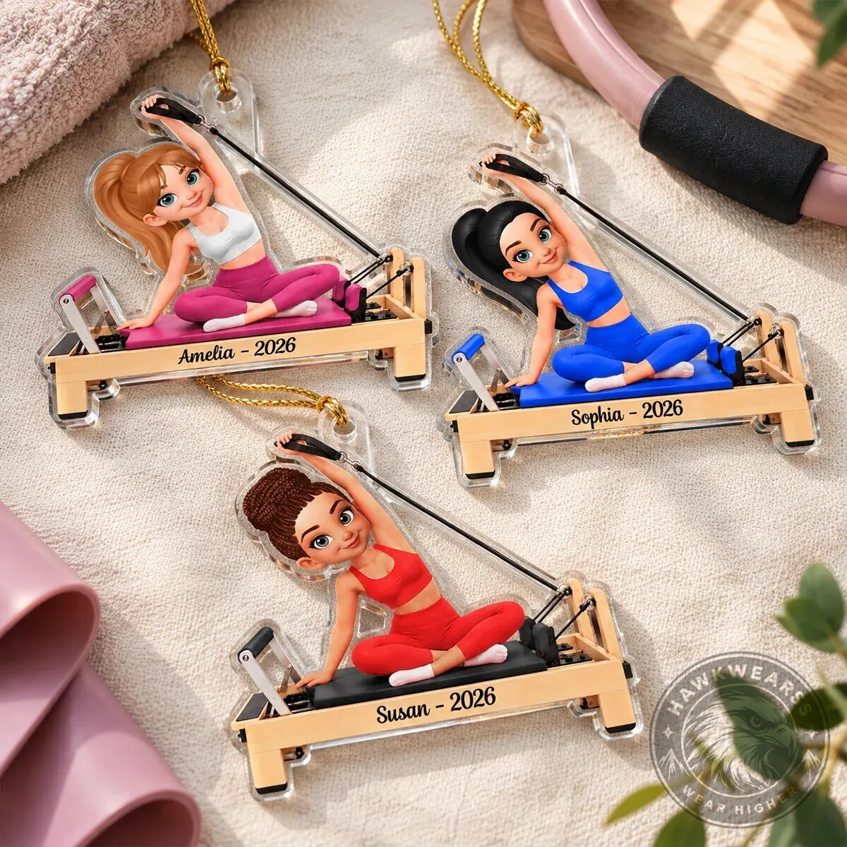 Personalized Pilates Girl Christmas Ornament - Custom Acrylic Pilates Lover Gift 18 Personalized Pilates Girl Christmas Ornament - Custom Acrylic Pilates Lover Gift