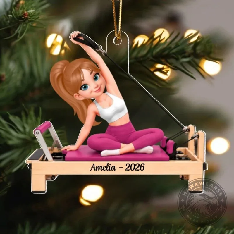 Personalized Pilates Girl Christmas Ornament - Custom Acrylic Pilates Lover Gift 19 Personalized Pilates Girl Christmas Ornament - Custom Acrylic Pilates Lover Gift
