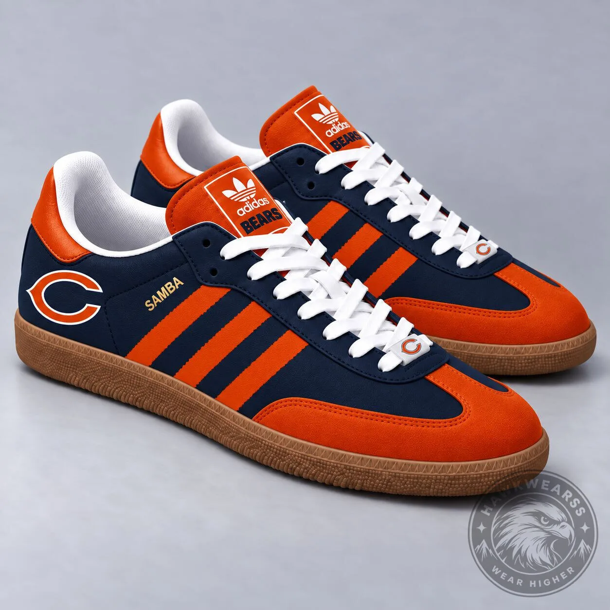 Chicago Bears National Football League Team Logo Orange and Navy Blue Samba Shoes 2 Chicago Bears National Football League Team Logo Orange and Navy Blue Samba Shoes