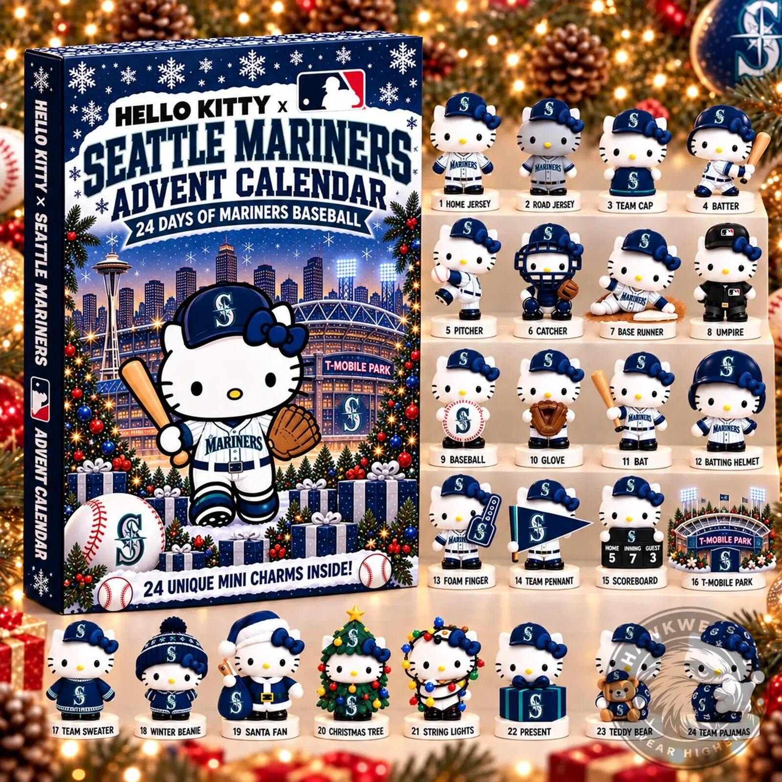 Hello Kitty Seattle Mariners Baseball Team Advent Calendar 24 Days of Charms