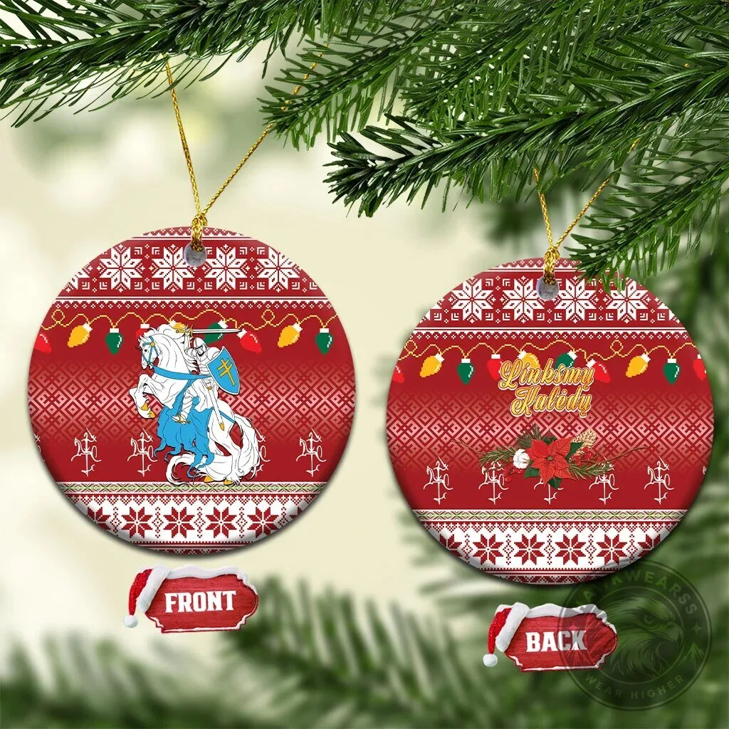Lithuanian Vytis Merry Christmas Holiday Ceramic Ornament