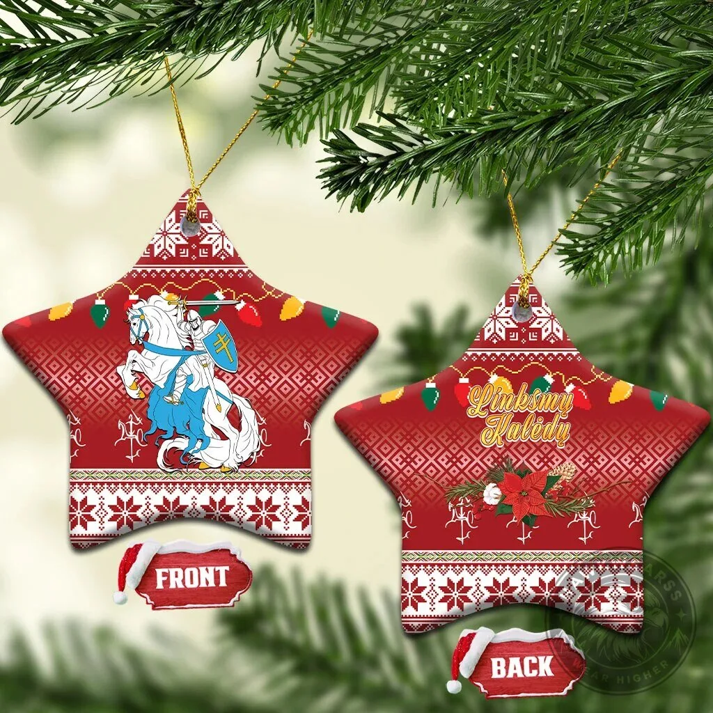 Lithuanian Vytis Merry Christmas Holiday Ceramic Ornament 22 Lithuanian Vytis Merry Christmas Holiday Ceramic Ornament
