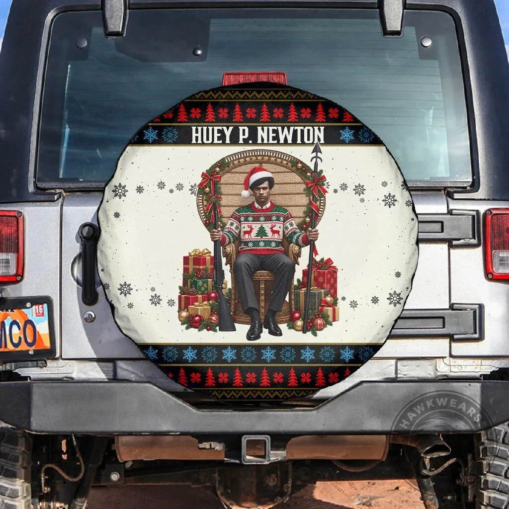 Huey P. Newton Black Panther Christmas Ugly Sweater Spare Tire Cover