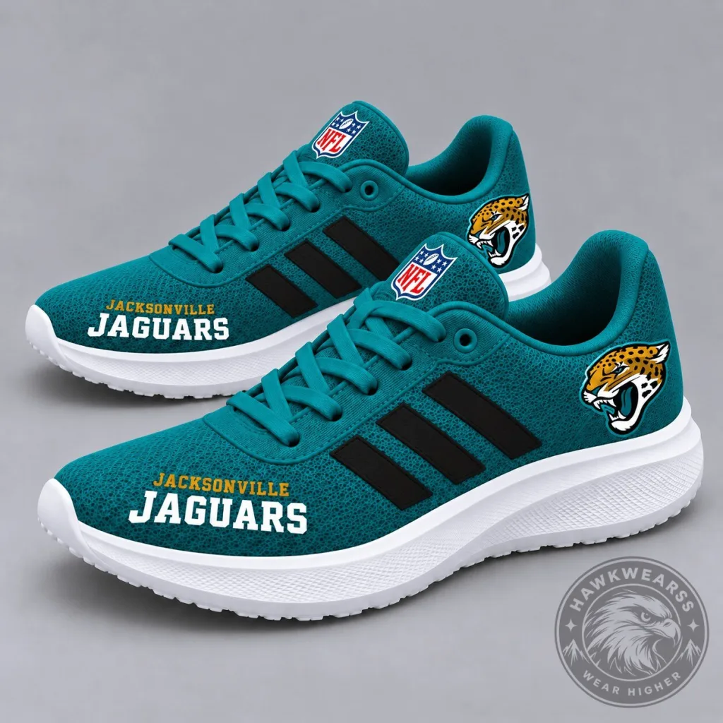 Jacksonville Jaguars NFL Team Logo Sporty Teal Running Shoes Jacksonville Jaguars NFL Team Logo Sporty Teal Running Shoes