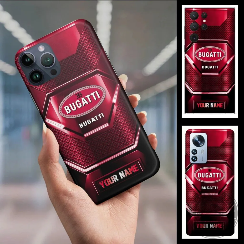 Bugatti Custom Name Red Metallic Pattern Phone Case for iPhone and Android Bugatti Custom Name Red Metallic Pattern Phone Case for iPhone and Android
