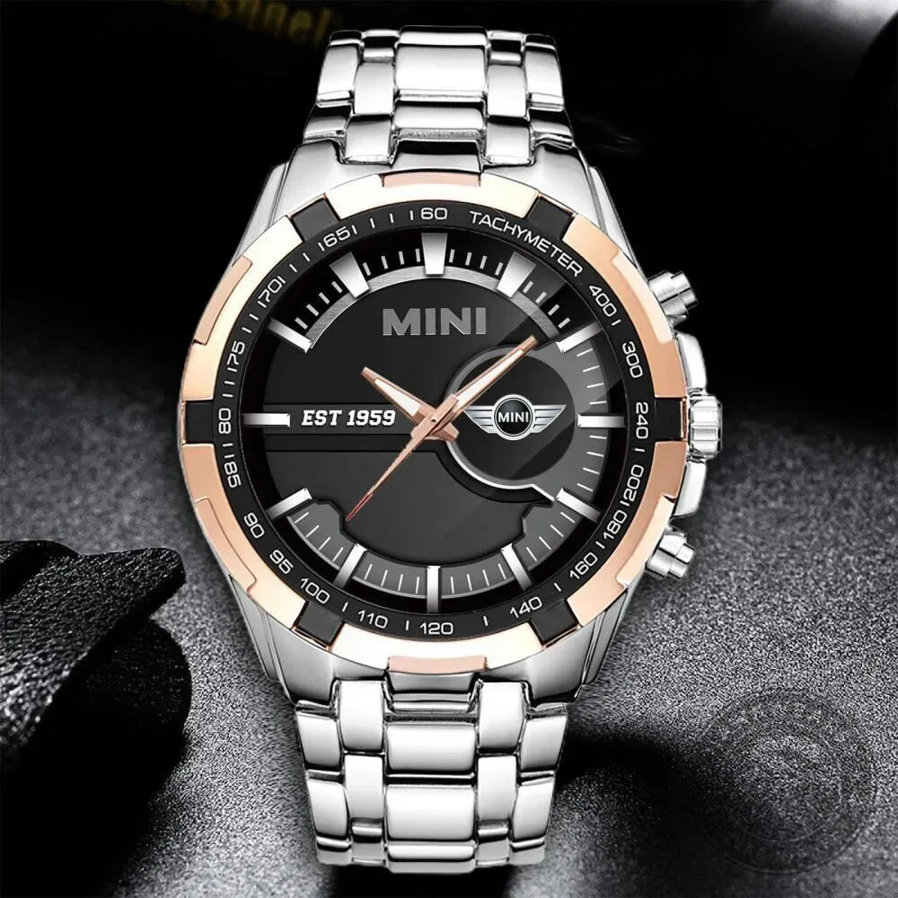 Mini Cooper Logo Stainless Steel Chronograph Quartz Wristwatch