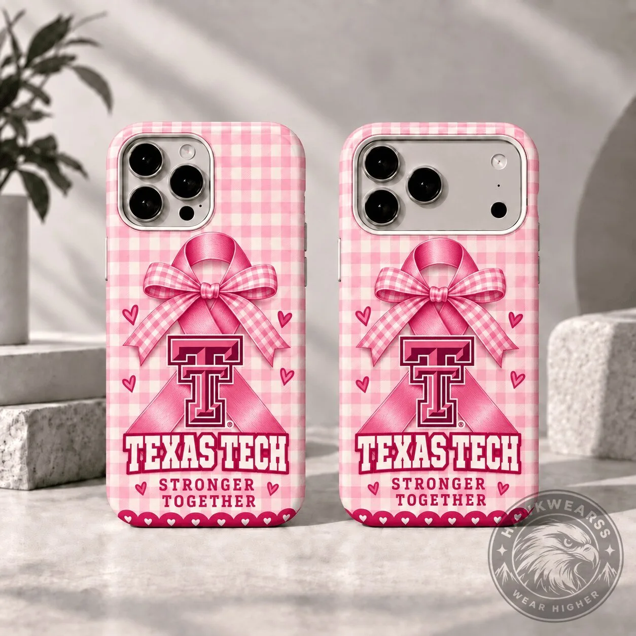 Texas Tech Red Raiders Breast Cancer Awareness Pink Gingham Pattern Phone Case 1 Texas Tech Red Raiders Breast Cancer Awareness Pink Gingham Pattern Phone Case