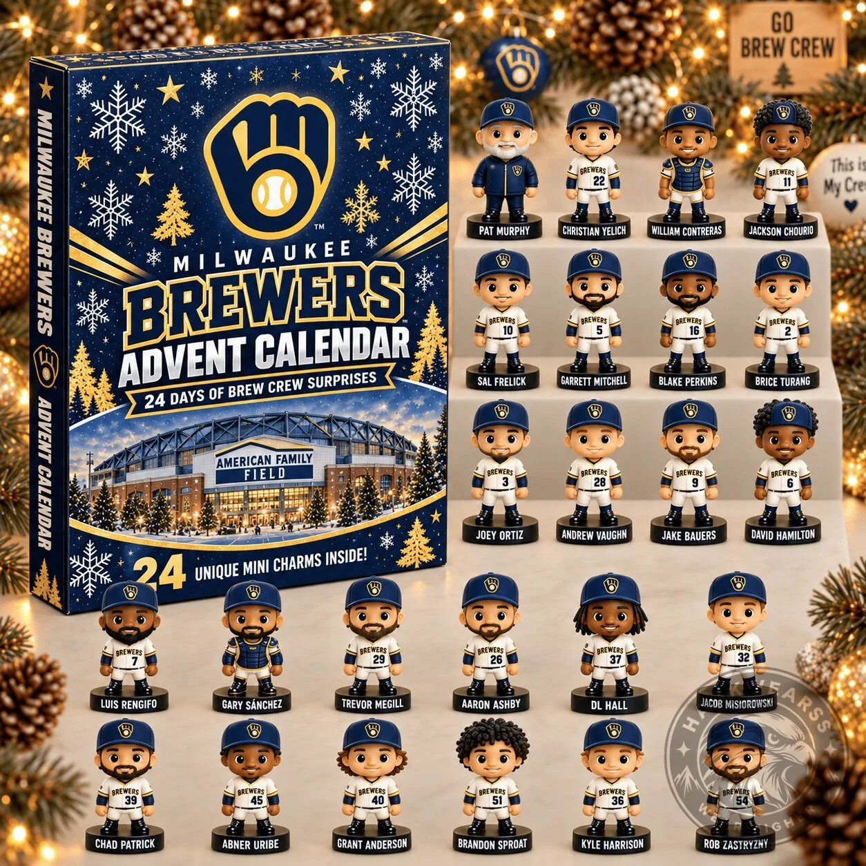 Milwaukee Brewers Baseball Team 24 Day Advent Calendar with Mini Charms