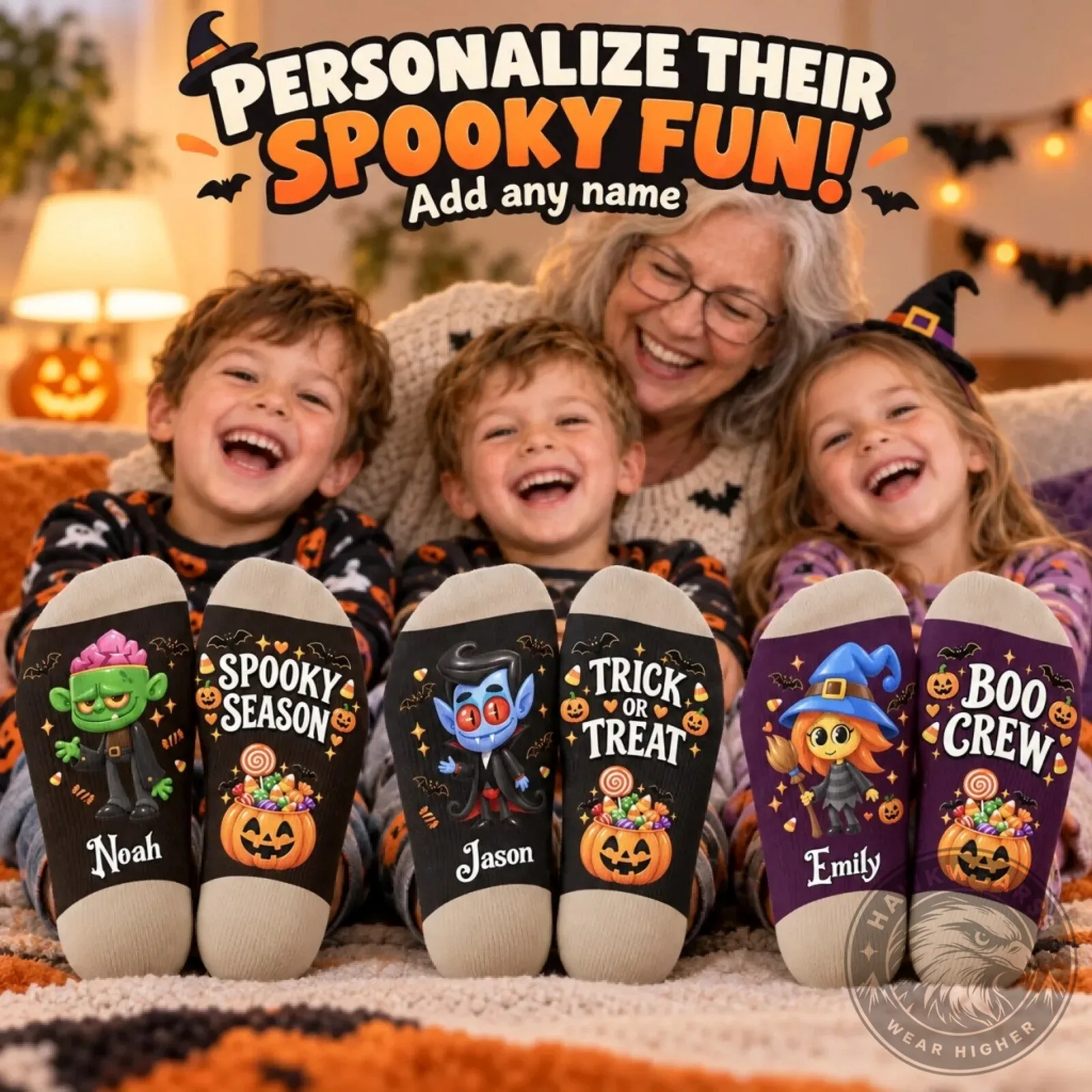 Personalized Halloween Spooky Season Trick or Treat Boo Crew Socks for Kids 5 Personalized Halloween Spooky Season Trick or Treat Boo Crew Socks for Kids