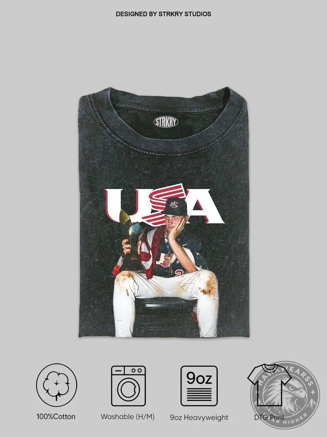 USA Baseball Champion Series One Washed Black Graphic T-Shirt 5 USA Baseball Champion Series One Washed Black Graphic T-Shirt