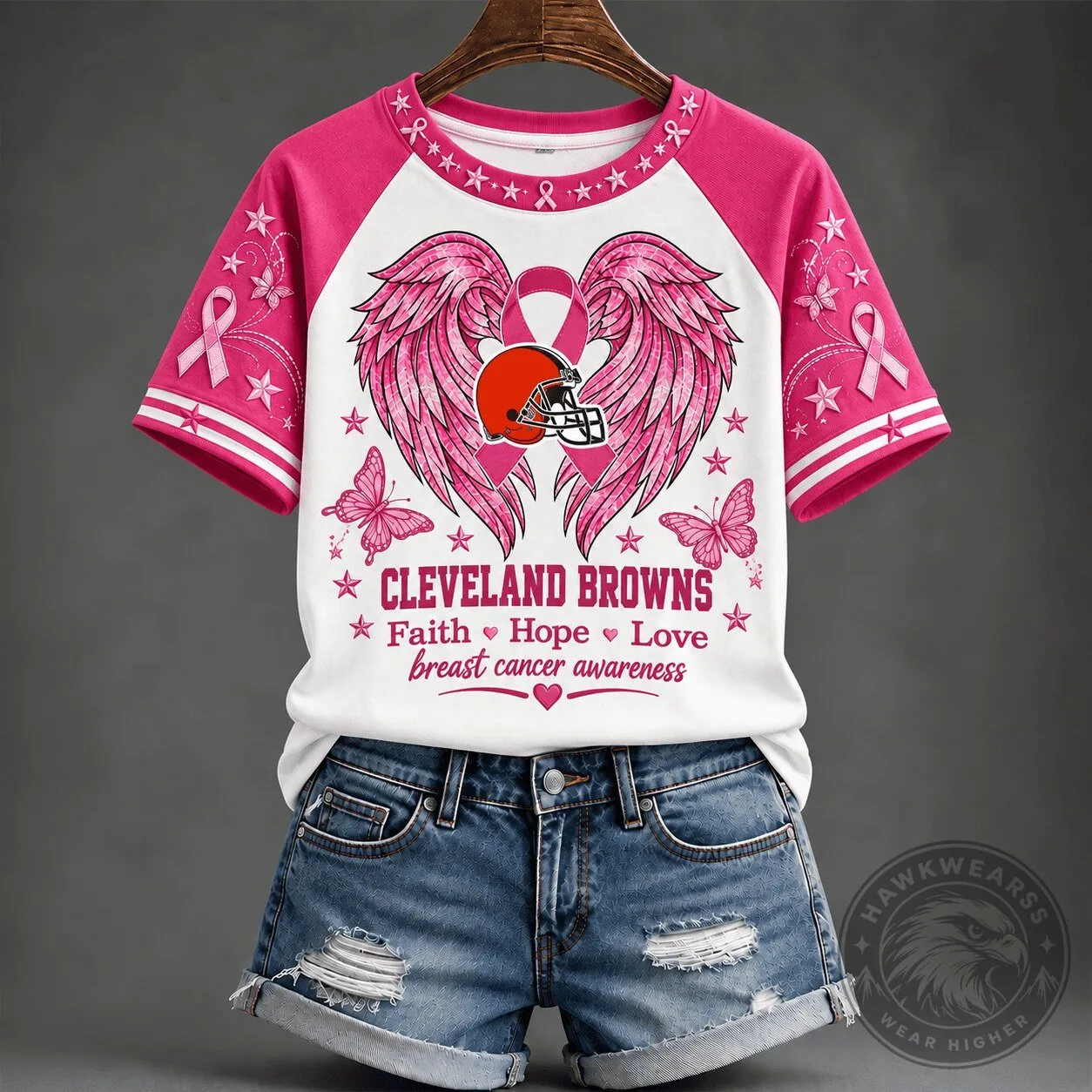 Breast Cancer Awareness T-Shirt - Cleveland Browns Faith, Hope, and Love Design 2 Breast Cancer Awareness T-Shirt - Cleveland Browns Faith, Hope, and Love Design