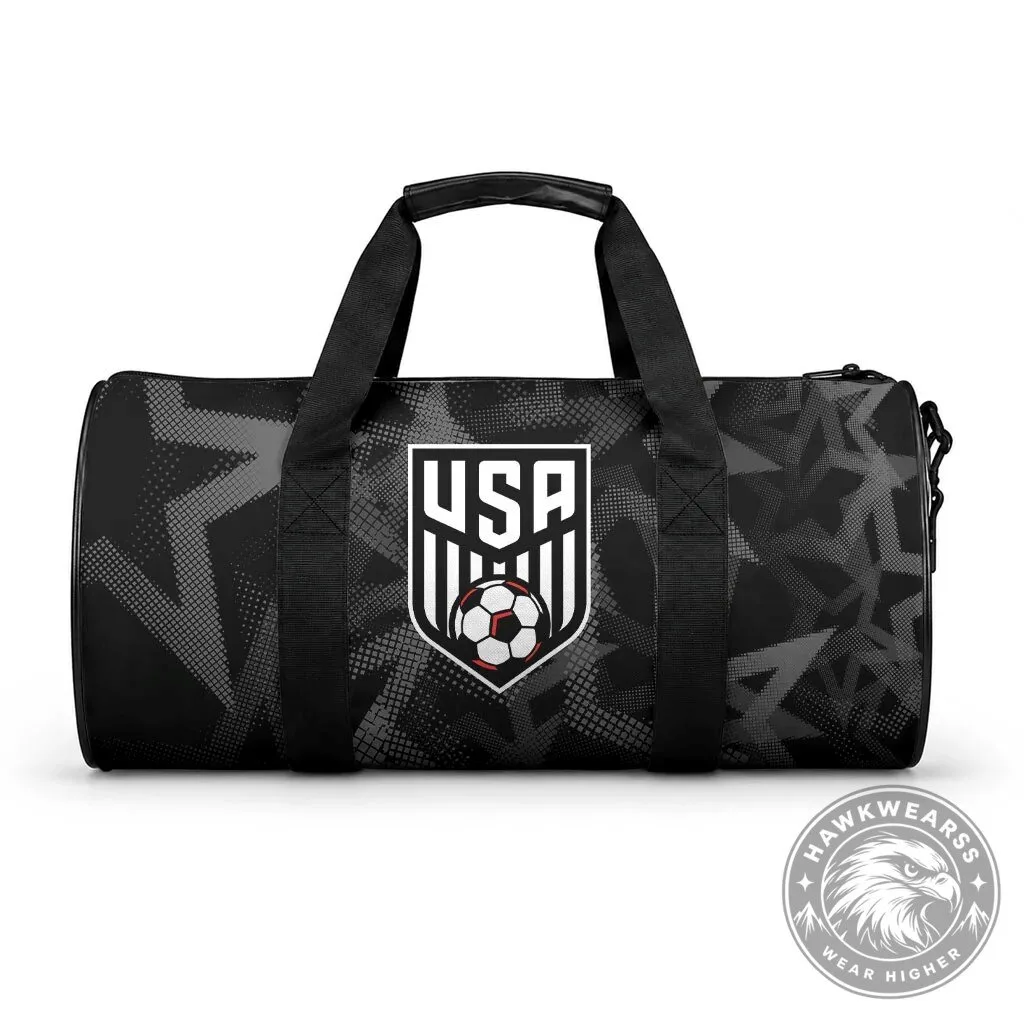 United States Soccer Federation Black Stars Pattern Duffle Bag 7 United States Soccer Federation Black Stars Pattern Duffle Bag