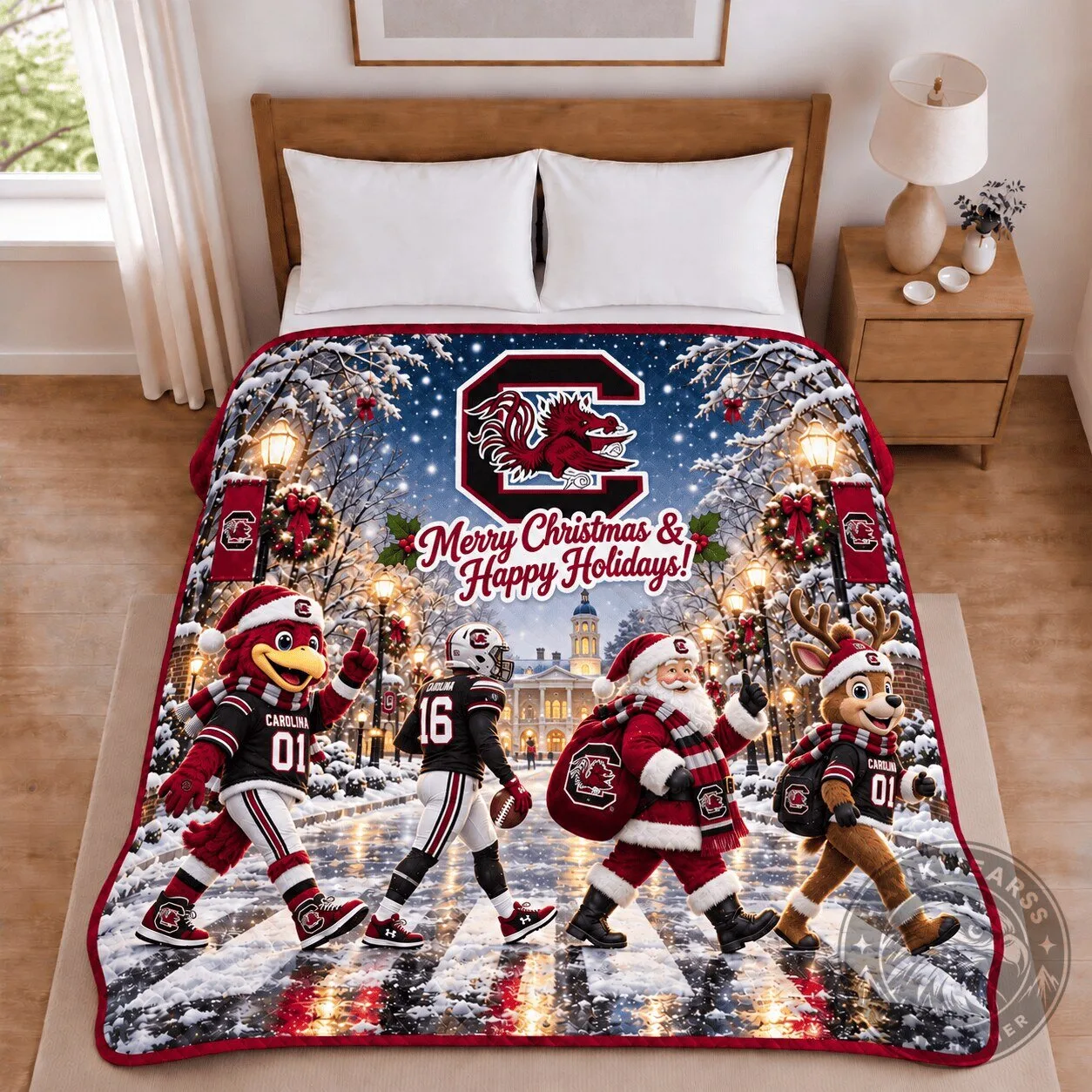 South Carolina Gamecocks Christmas Holiday Winter Scene Blanket 3 South Carolina Gamecocks Christmas Holiday Winter Scene Blanket