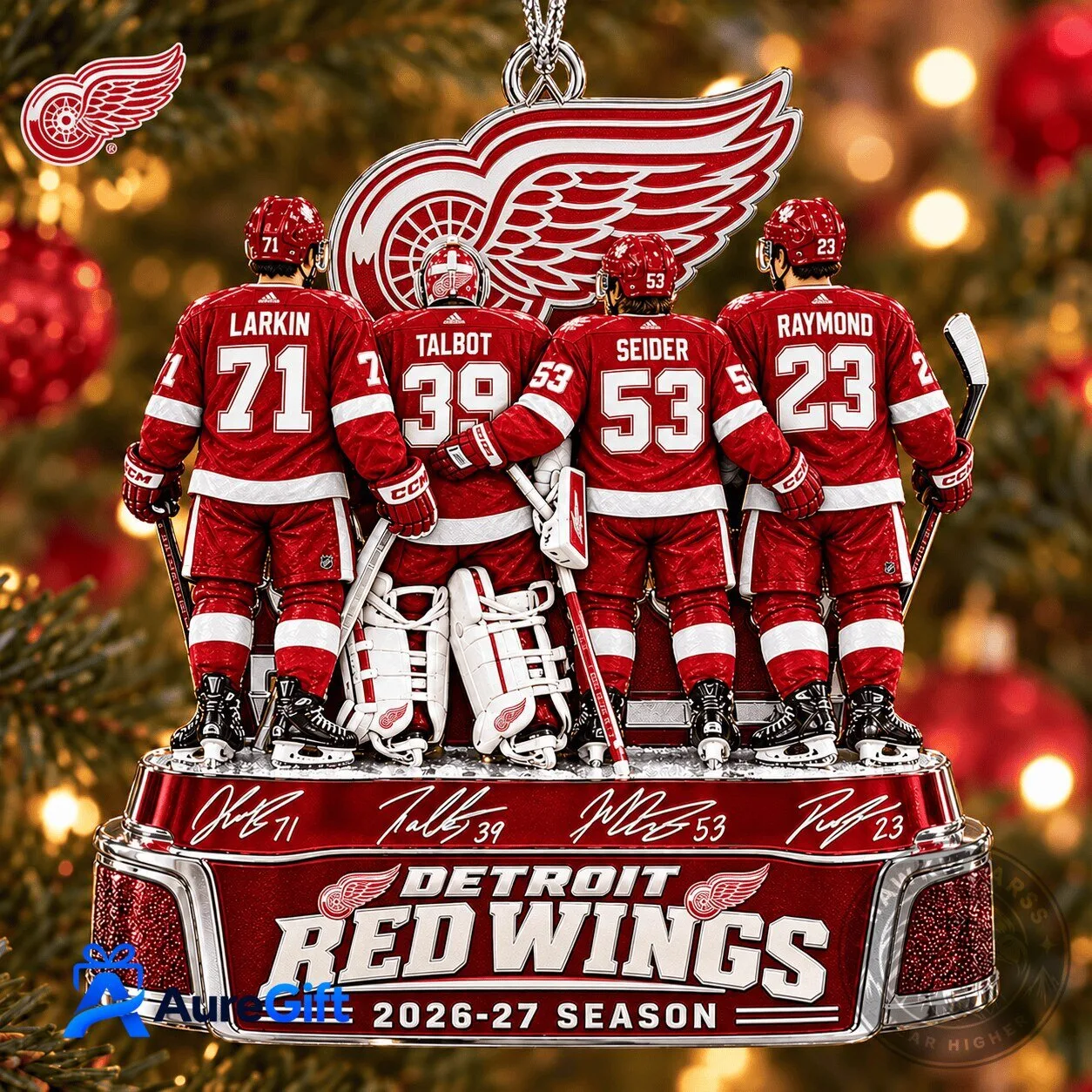 Detroit Red Wings Hockey Team Christmas Tree Ornament