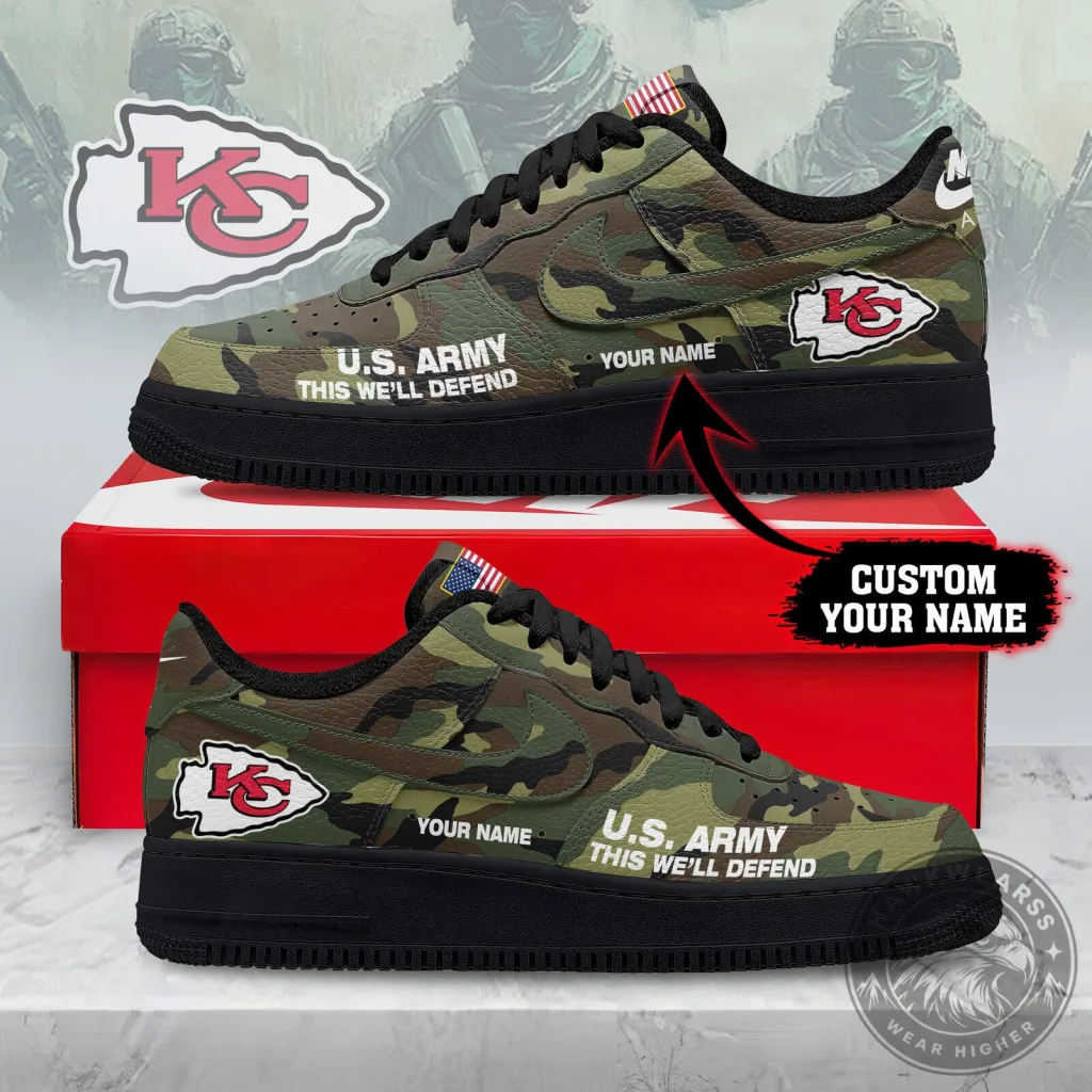 Kansas City Chiefs US Army Camouflage Personalized Air Force 1 Shoes Kansas City Chiefs US Army Camouflage Personalized Air Force 1 Shoes