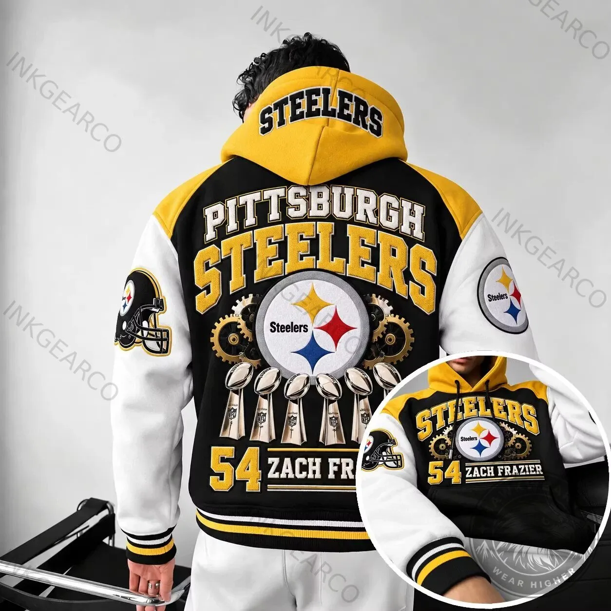 Pittsburgh Steelers Zach Frazier Number 54 Football Hoodie