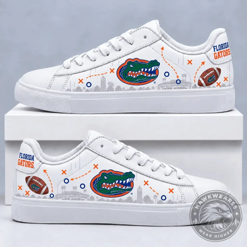 Florida Gators University of Florida Football Team White Low-Top Sneakers Florida Gators University of Florida Football Team White Low-Top Sneakers