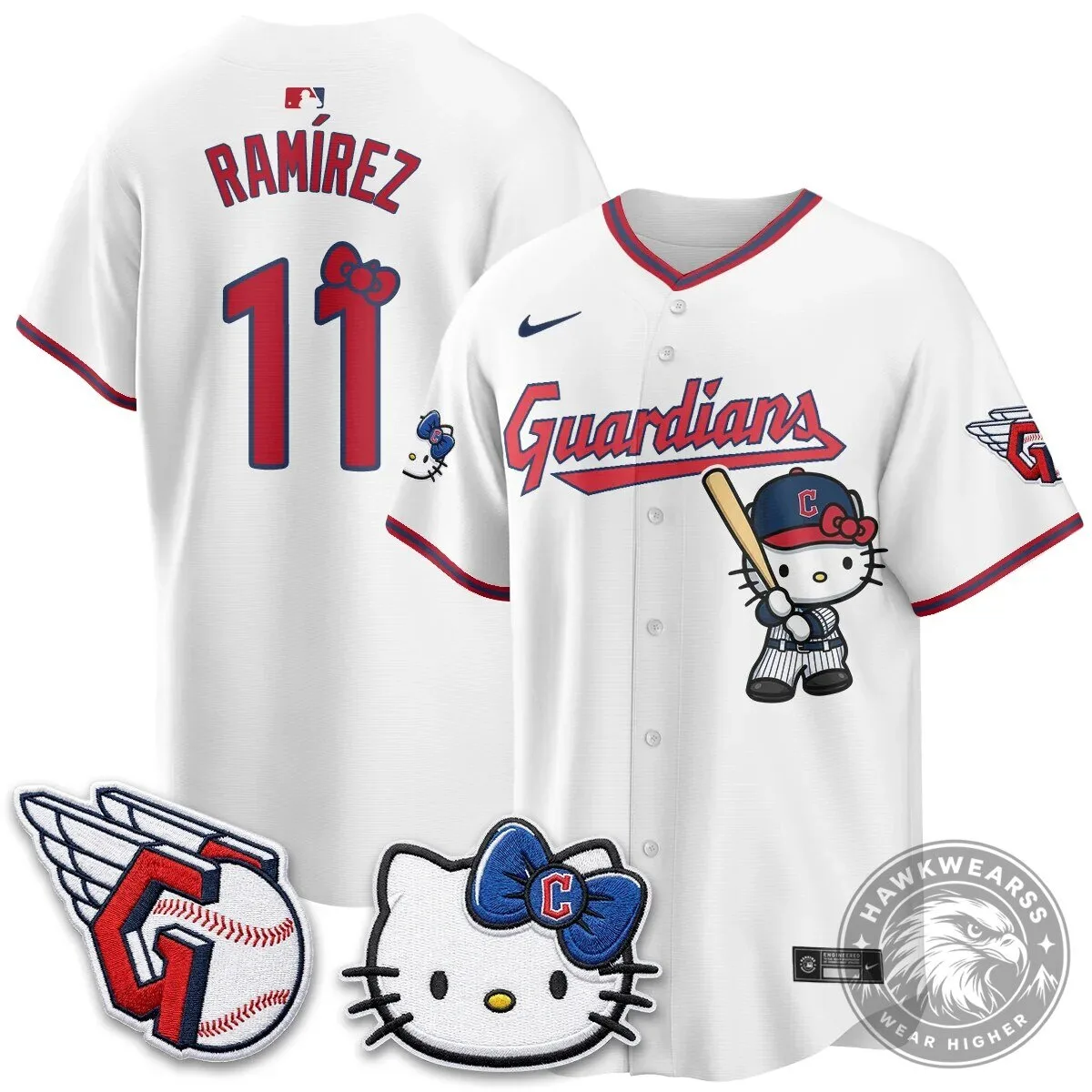 Cleveland Guardians Jose Ramirez Hello Kitty Baseball Jersey