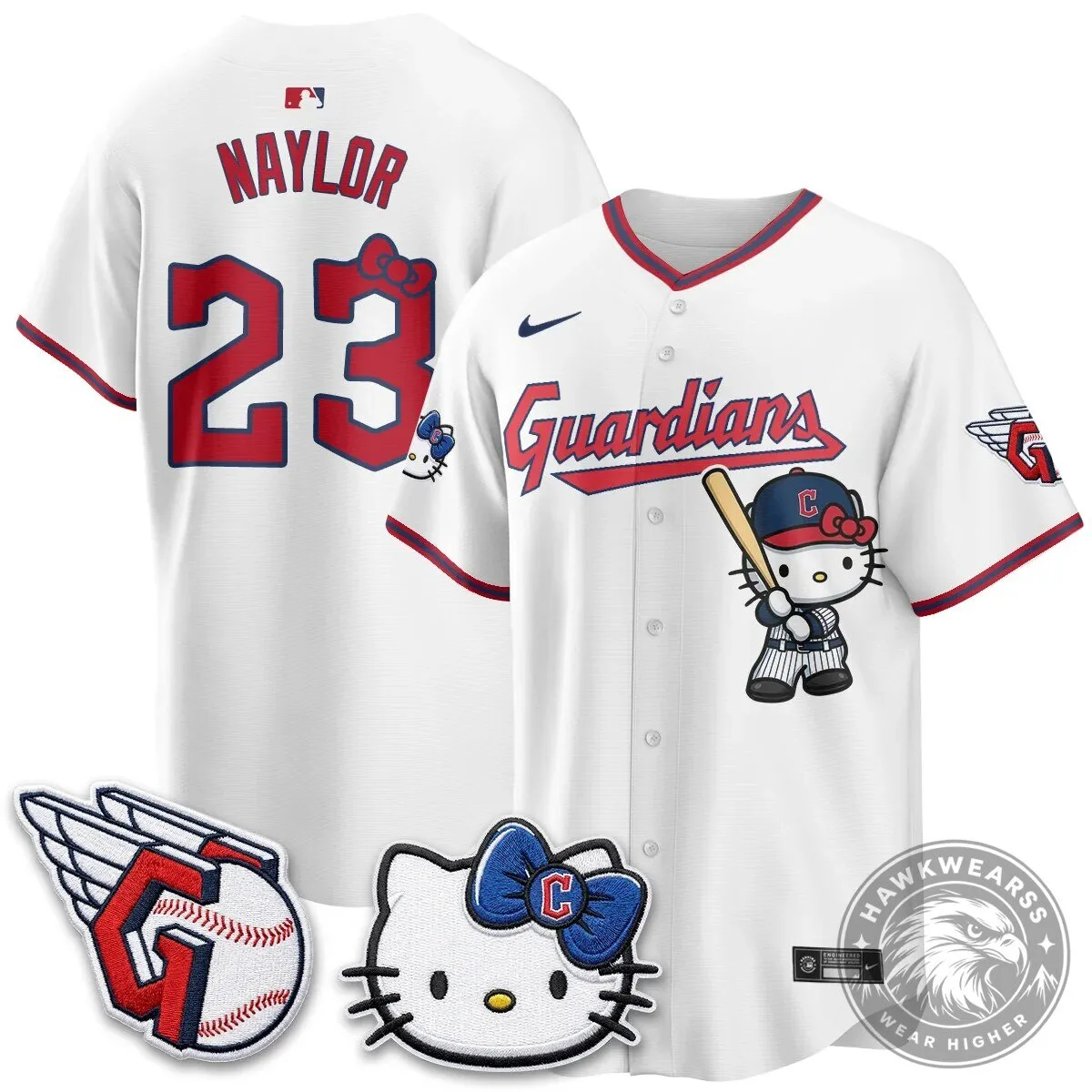 Cleveland Guardians Jose Ramirez Hello Kitty Baseball Jersey 42 Cleveland Guardians Jose Ramirez Hello Kitty Baseball Jersey