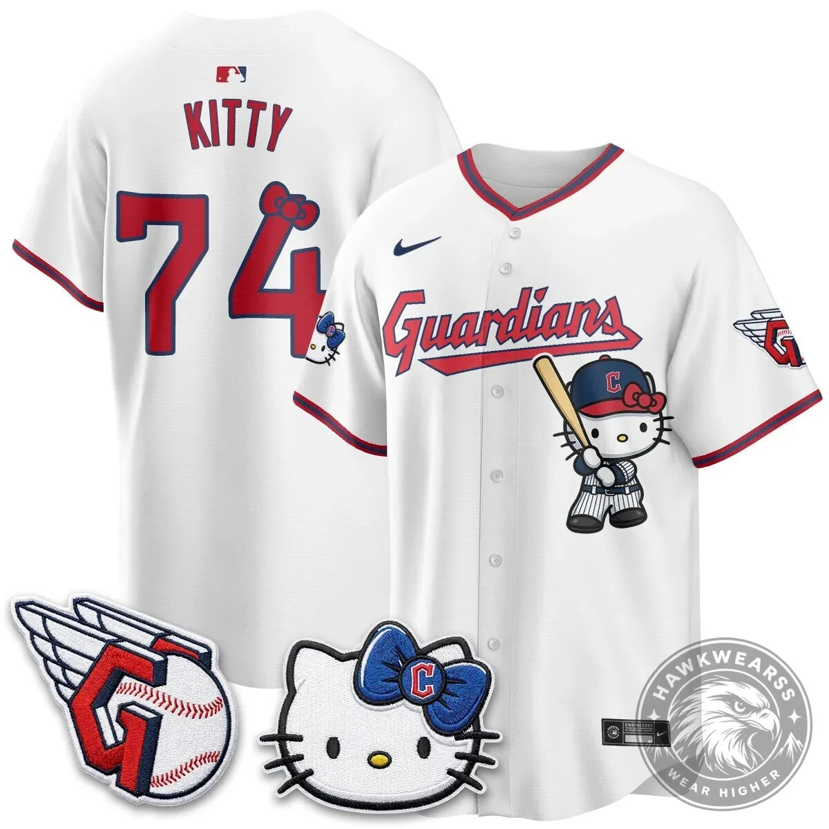 Cleveland Guardians Jose Ramirez Hello Kitty Baseball Jersey 48 Cleveland Guardians Jose Ramirez Hello Kitty Baseball Jersey