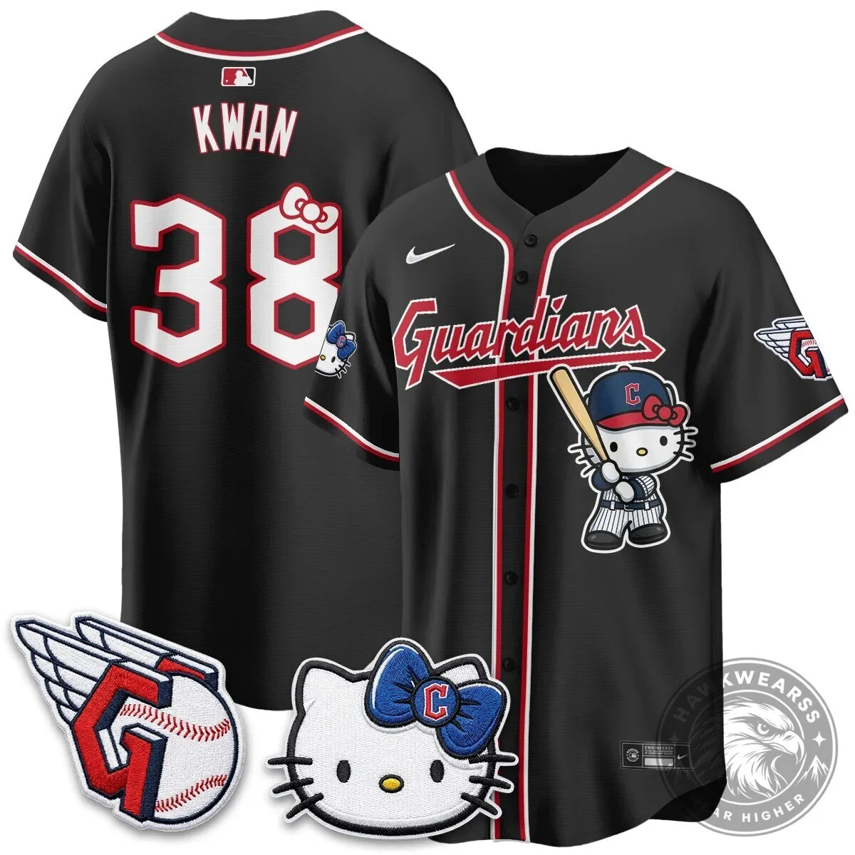 Cleveland Guardians Jose Ramirez Hello Kitty Baseball Jersey 50 Cleveland Guardians Jose Ramirez Hello Kitty Baseball Jersey