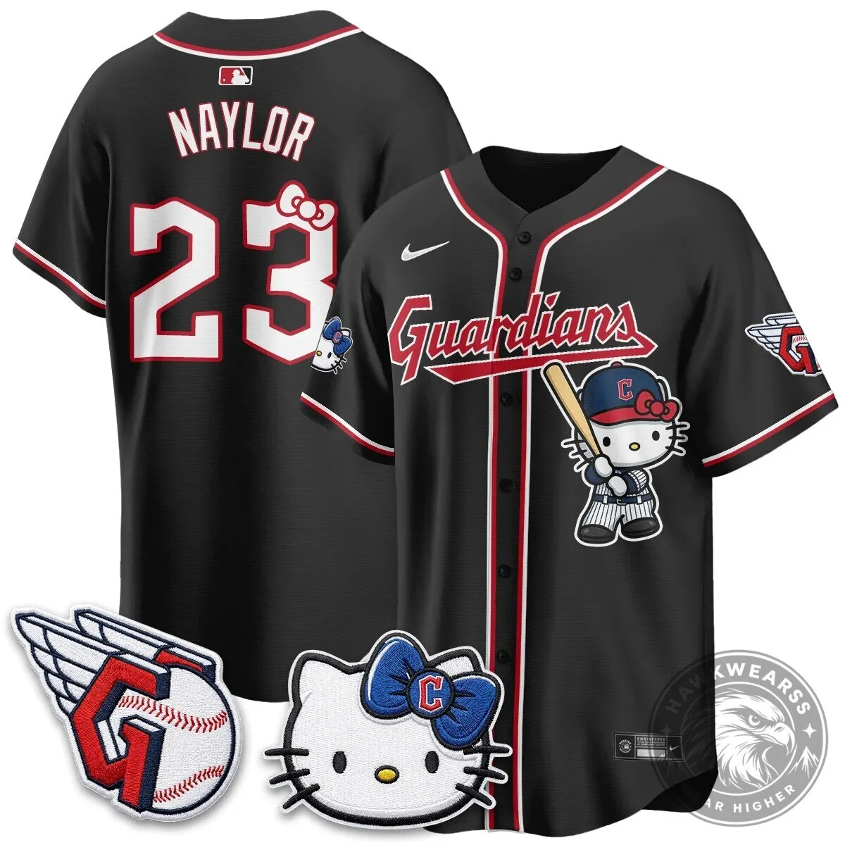 Cleveland Guardians Jose Ramirez Hello Kitty Baseball Jersey 51 Cleveland Guardians Jose Ramirez Hello Kitty Baseball Jersey