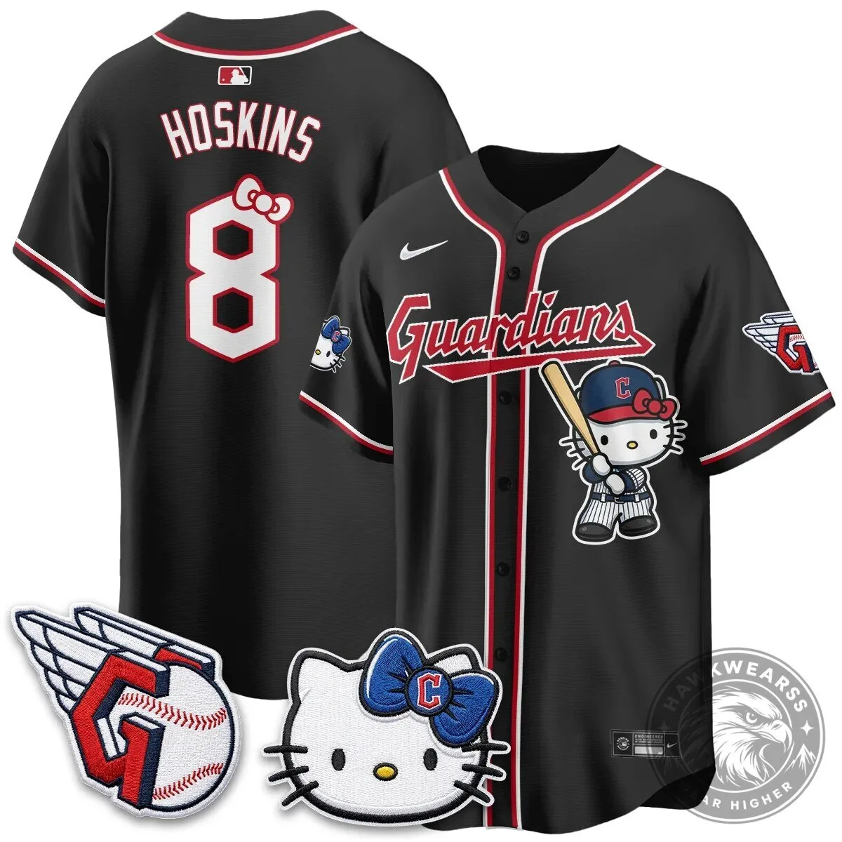 Cleveland Guardians Jose Ramirez Hello Kitty Baseball Jersey 55 Cleveland Guardians Jose Ramirez Hello Kitty Baseball Jersey