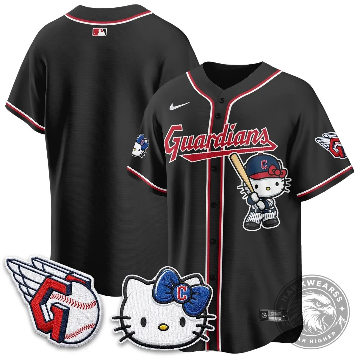 Cleveland Guardians Jose Ramirez Hello Kitty Baseball Jersey 56 Cleveland Guardians Jose Ramirez Hello Kitty Baseball Jersey