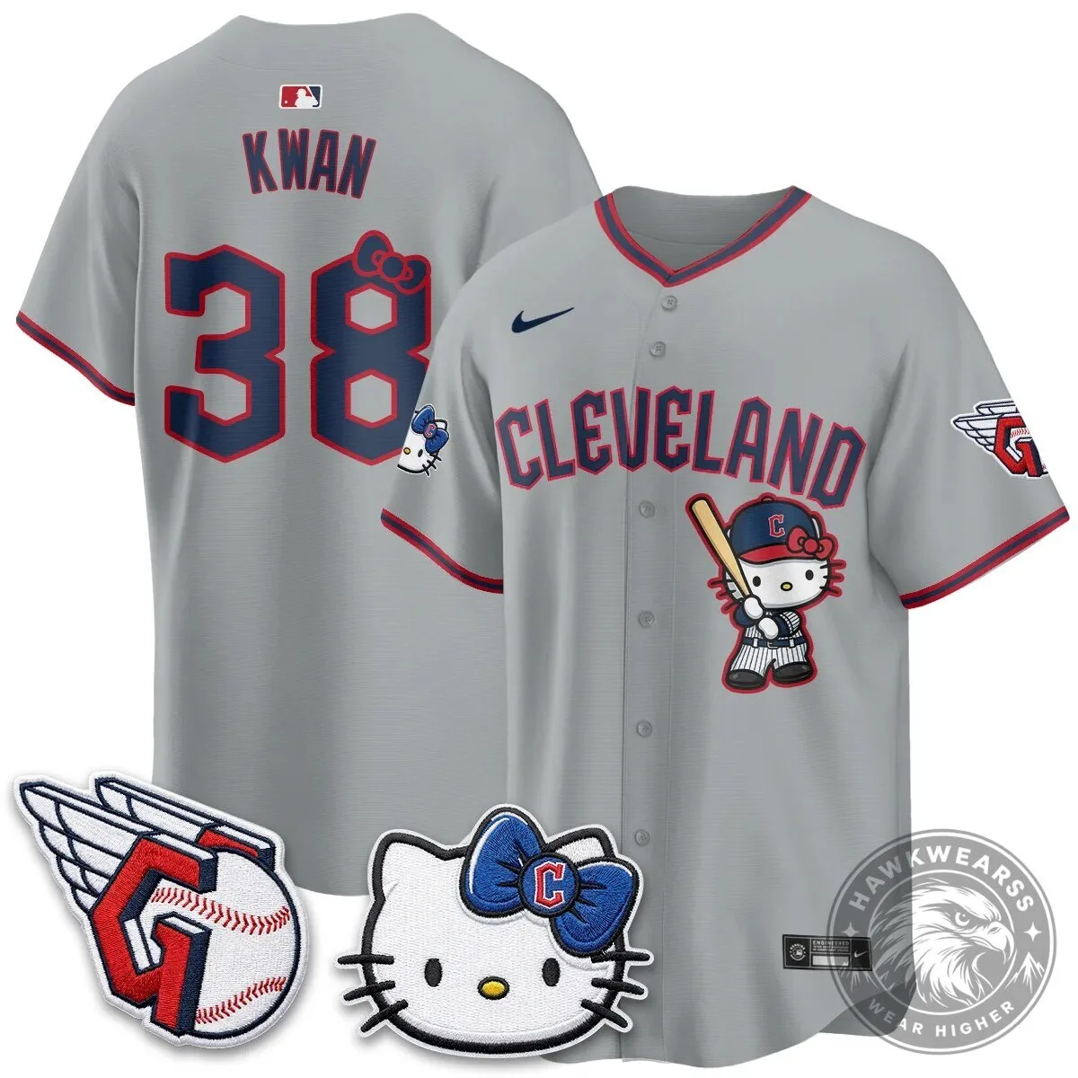 Cleveland Guardians Jose Ramirez Hello Kitty Baseball Jersey 68 Cleveland Guardians Jose Ramirez Hello Kitty Baseball Jersey