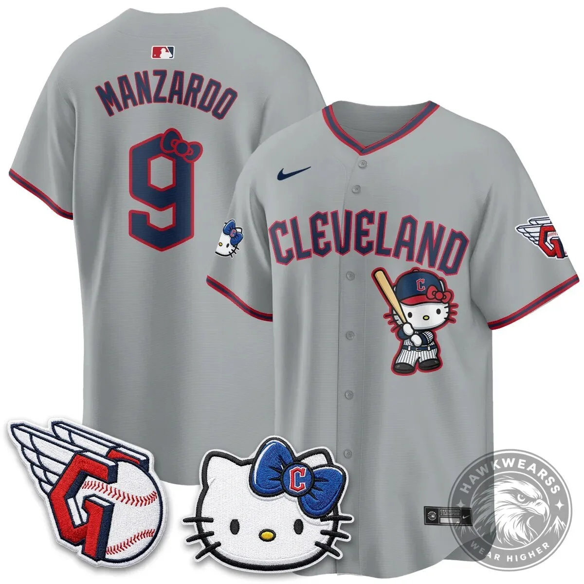 Cleveland Guardians Jose Ramirez Hello Kitty Baseball Jersey 72 Cleveland Guardians Jose Ramirez Hello Kitty Baseball Jersey