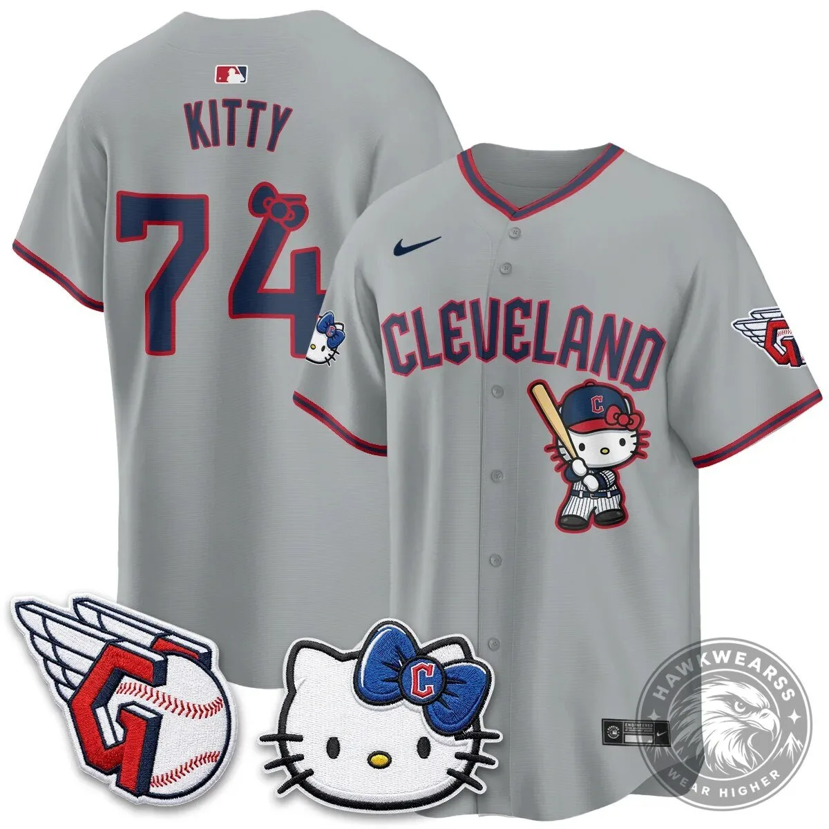 Cleveland Guardians Jose Ramirez Hello Kitty Baseball Jersey 75 Cleveland Guardians Jose Ramirez Hello Kitty Baseball Jersey