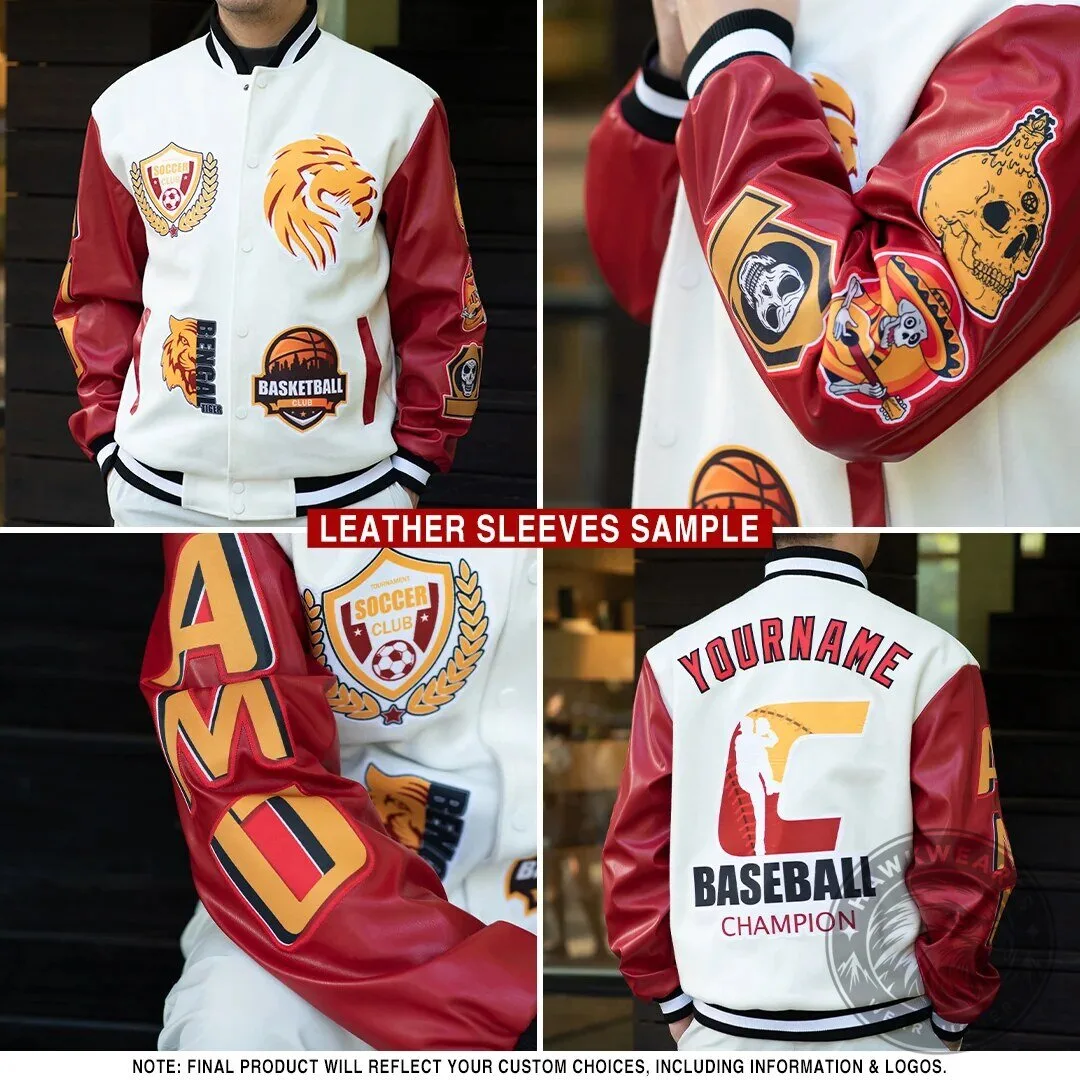 Custom Orange Black Tiger Mascot Full-Snap Varsity Letterman Hoodie Jacket 11 Custom Orange Black Tiger Mascot Full-Snap Varsity Letterman Hoodie Jacket