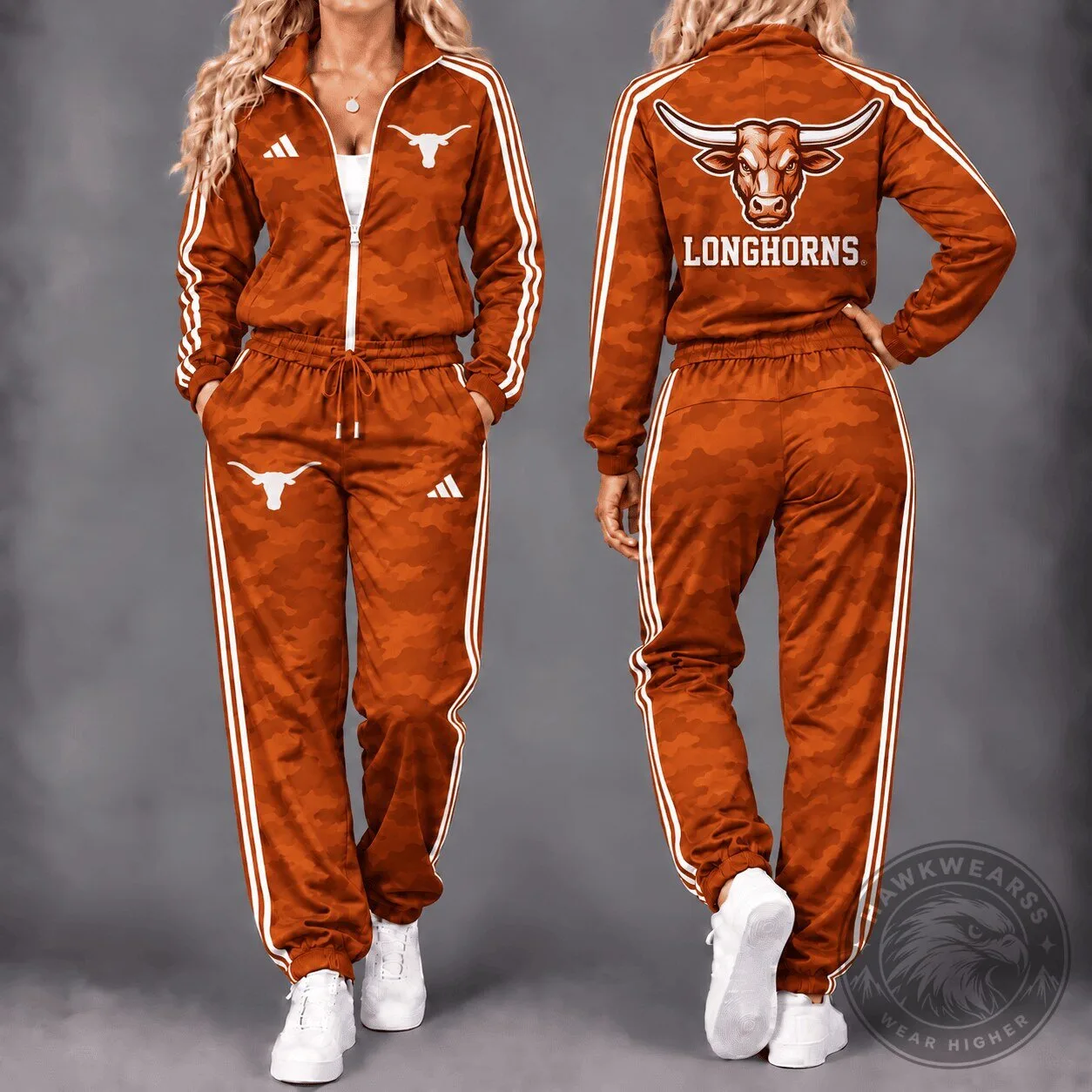 Texas Longhorns NCAA Camouflage Full-Zip Tracksuit Hoodie and Sweatpants Set